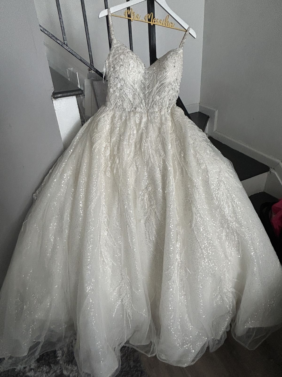 Demetrios  Size 10 Sequined White Ball Gown on Queenly
