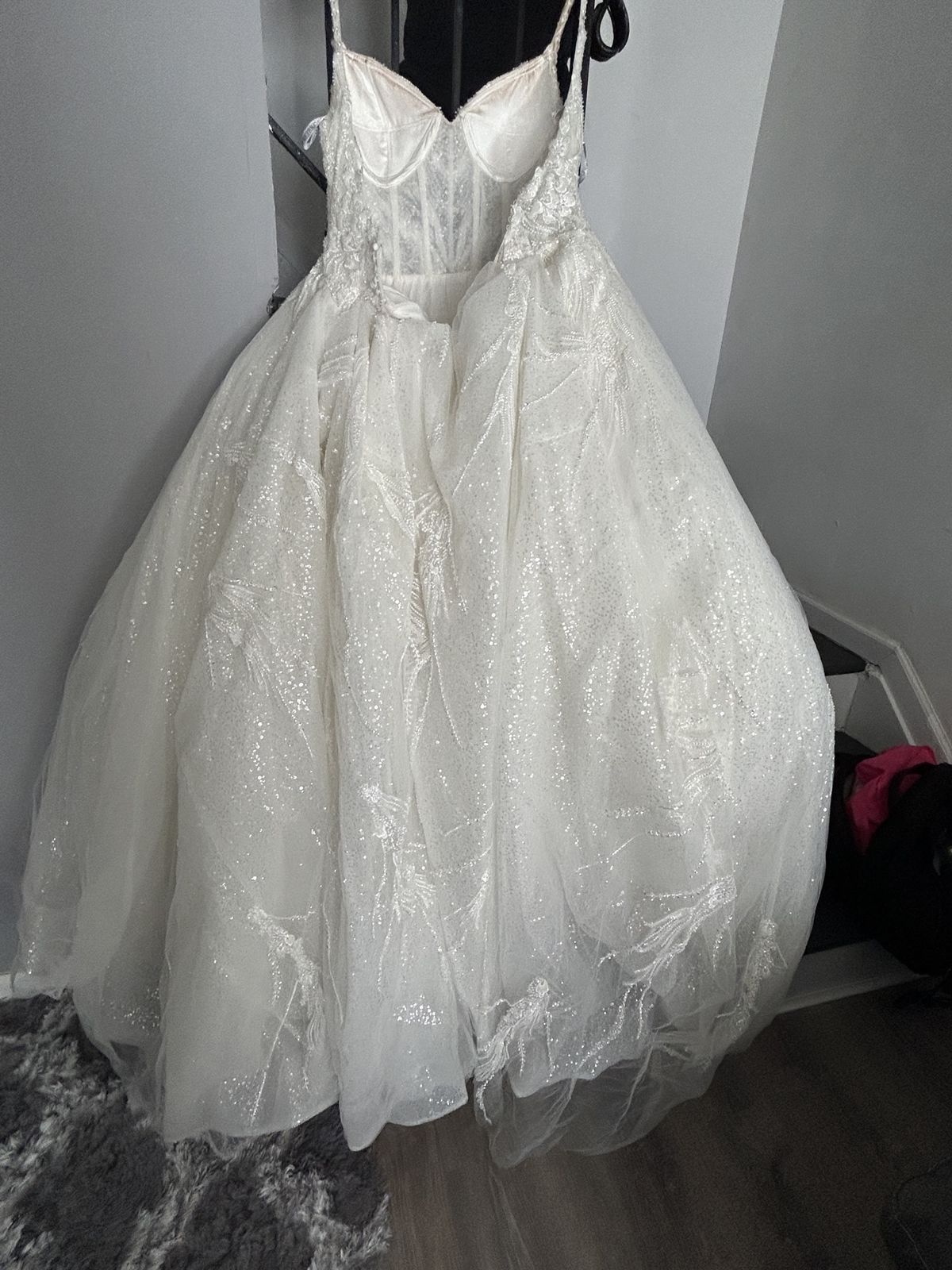 Demetrios  Size 10 Sequined White Ball Gown on Queenly