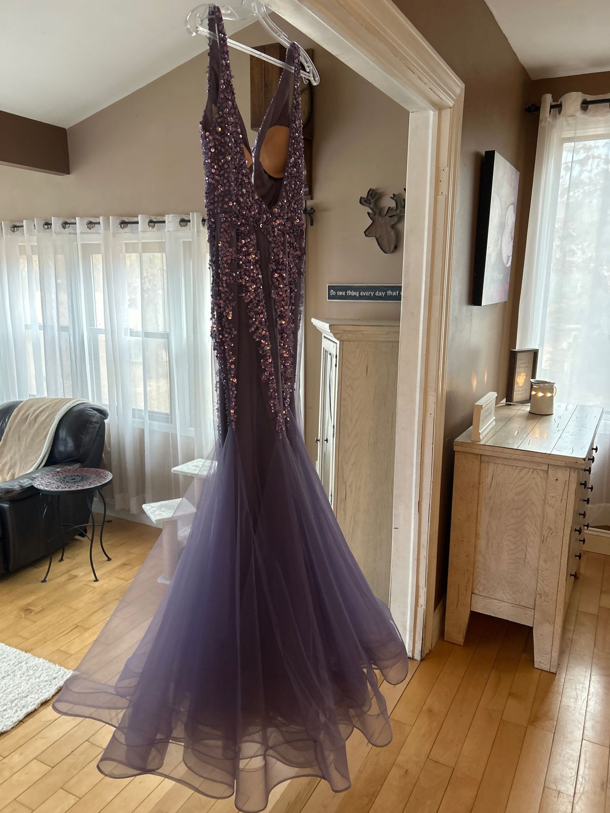 Jovani Size 4 Prom Plunge Purple Mermaid Dress on Queenly
