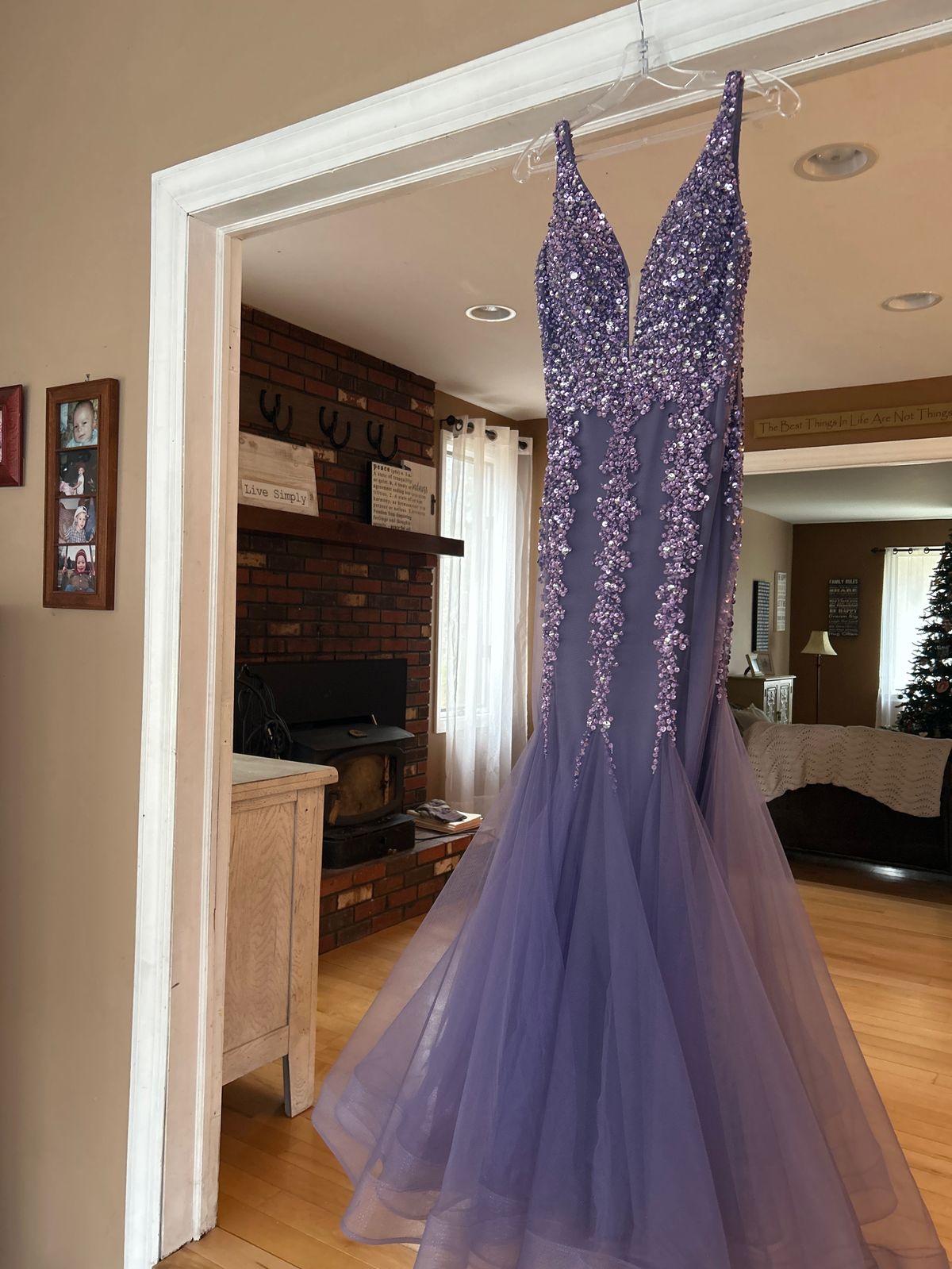 Jovani Size 4 Prom Plunge Purple Mermaid Dress on Queenly