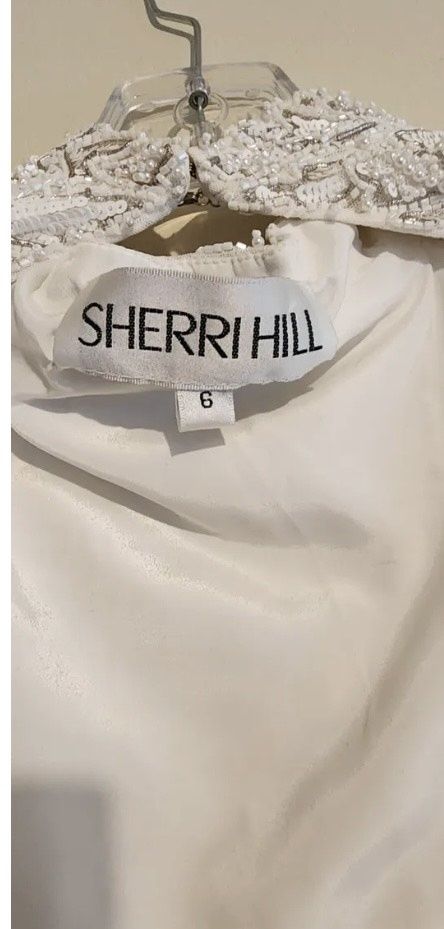 Sherri Hill Size 6 Pageant Plunge White Formal Jumpsuit on Queenly