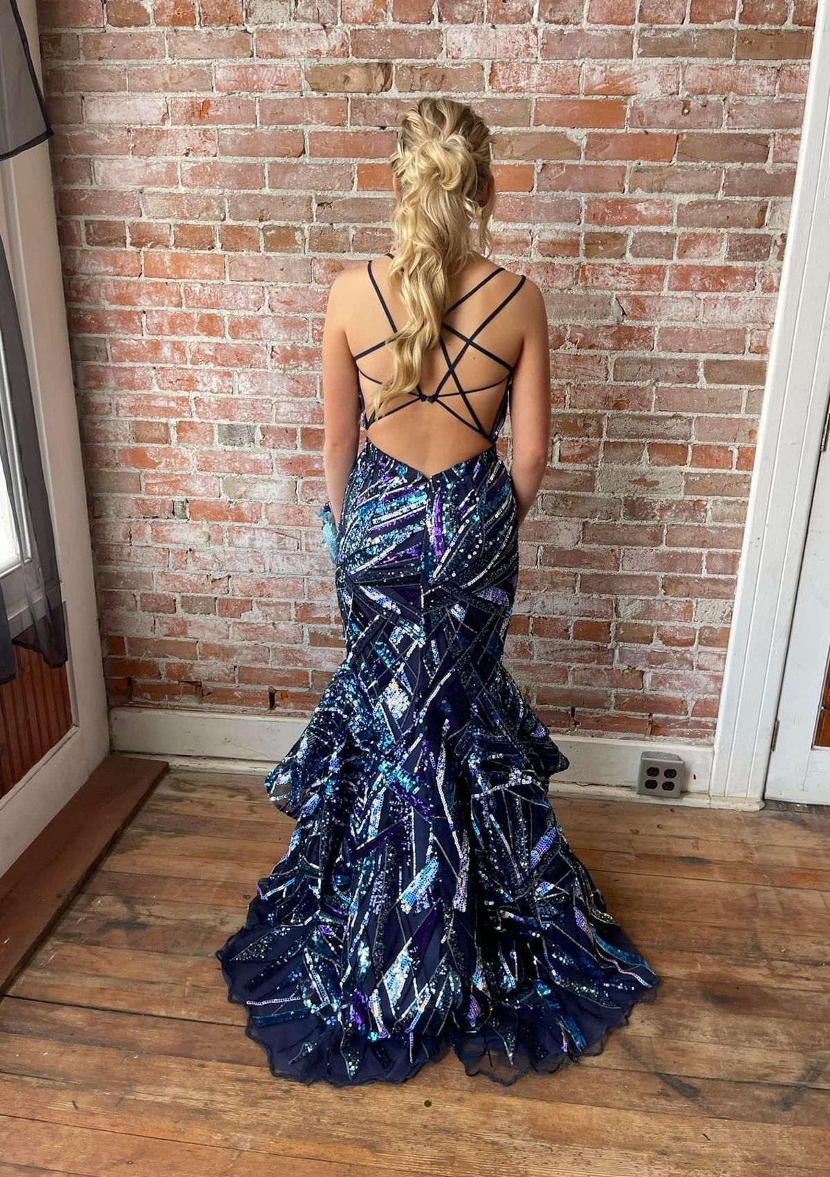 Style 61276 Alyce Paris Size 0 Prom Plunge Multicolor Mermaid Dress on Queenly