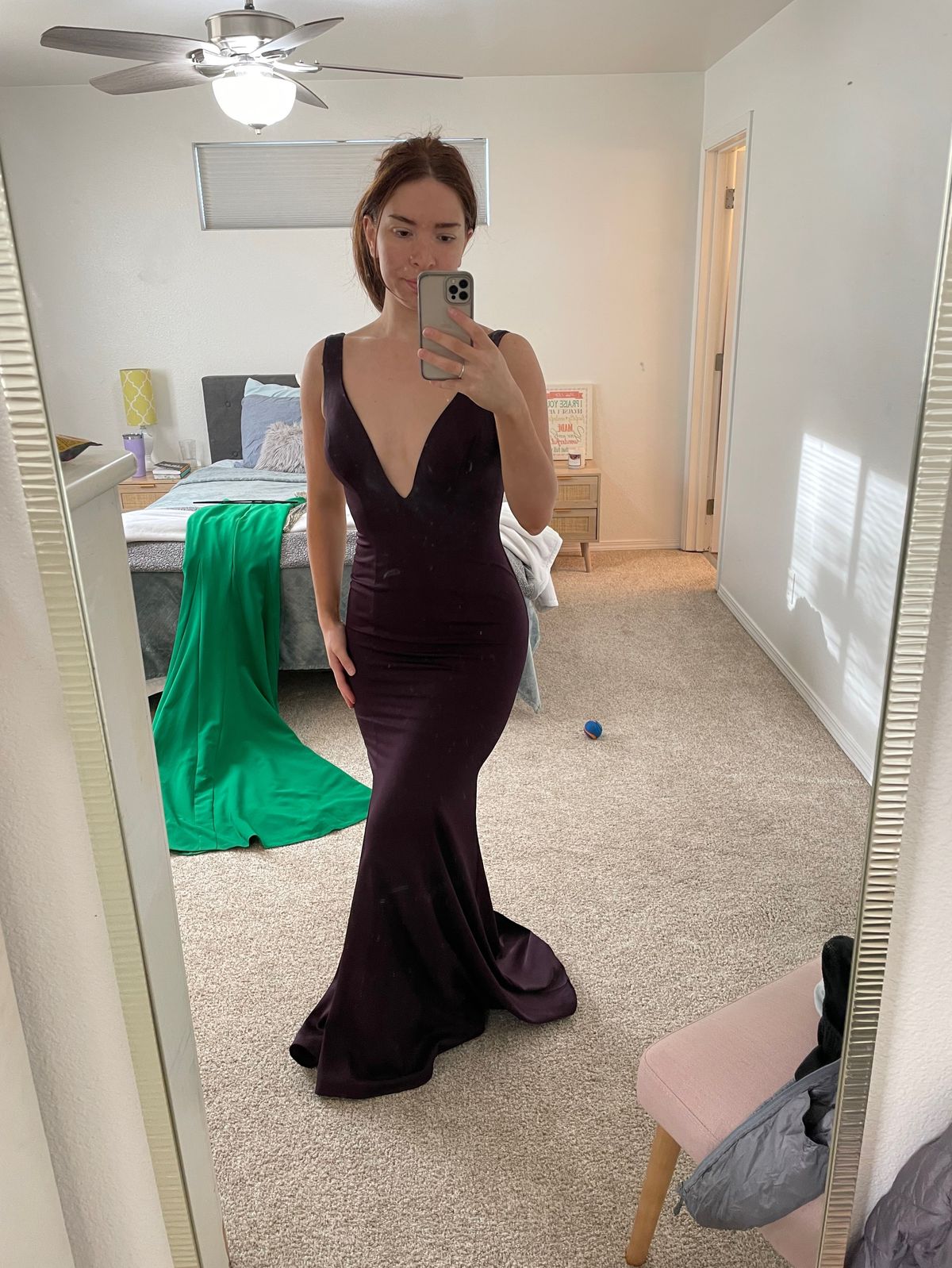Alyce Paris Size 0 Prom Plunge Purple Mermaid Dress on Queenly