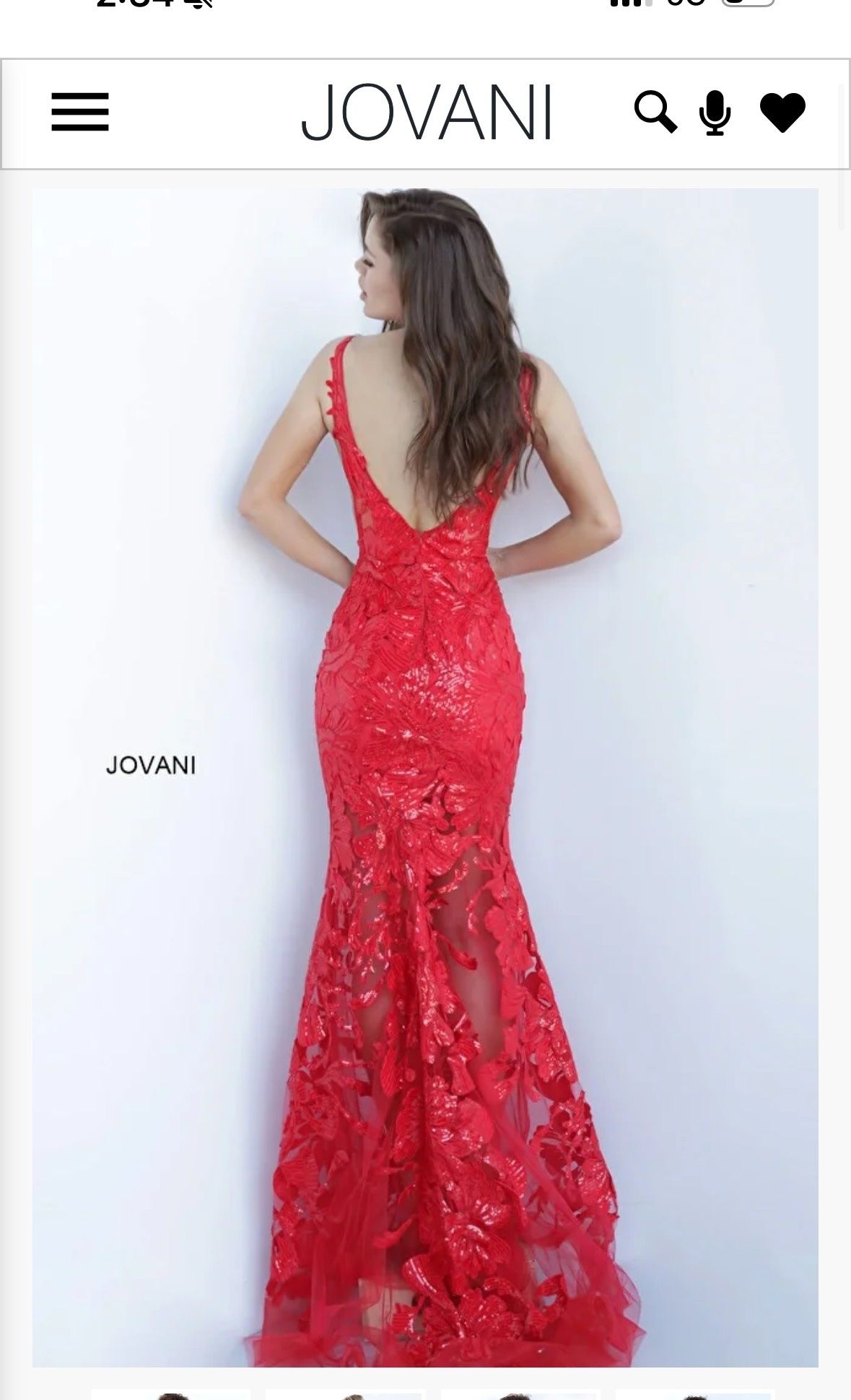Style 60283 Jovani Size 4 Prom Plunge Red Mermaid Dress on Queenly