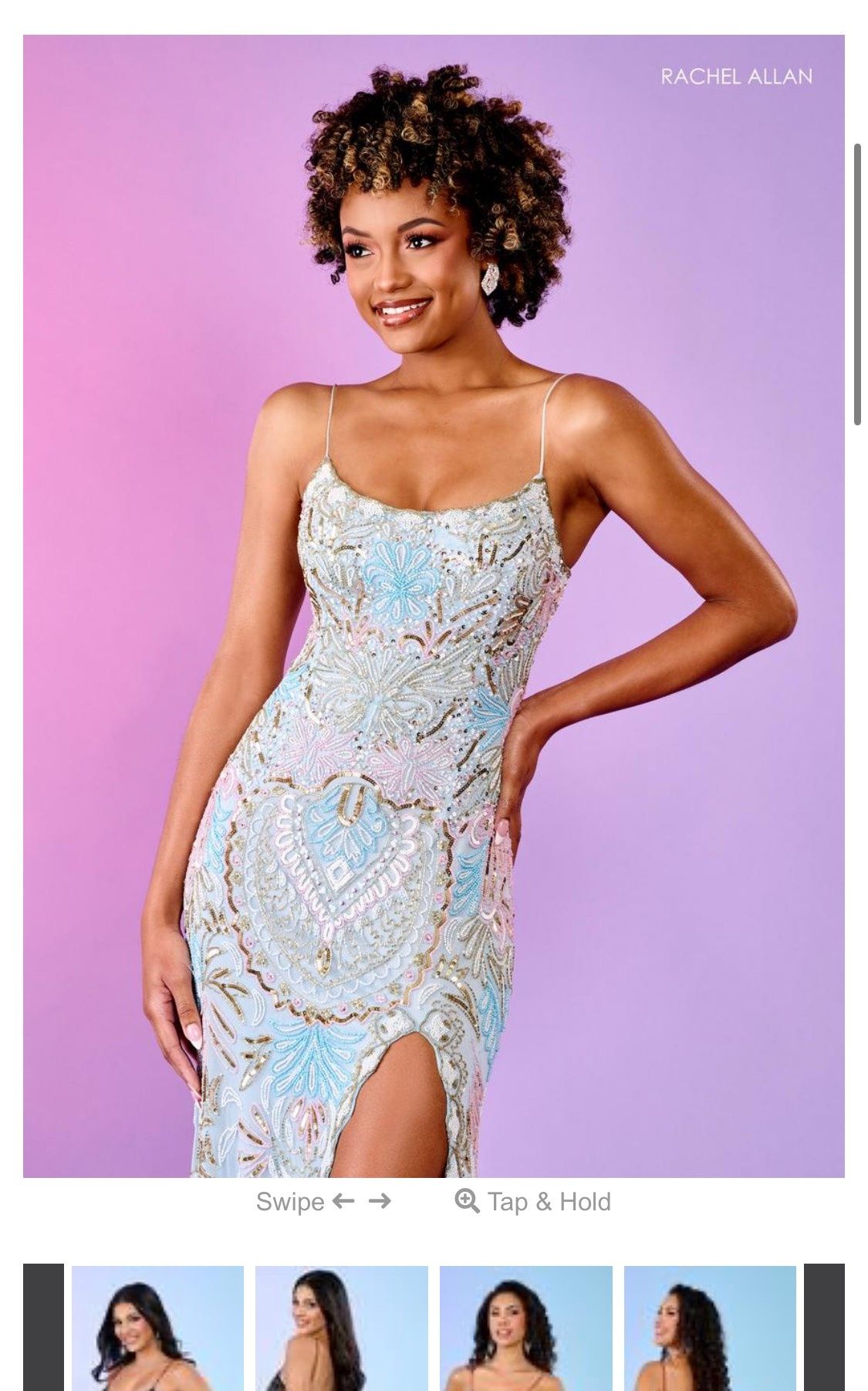 Style 70002 Rachel Allan Size 2 Prom Light Blue Side Slit Dress on Queenly