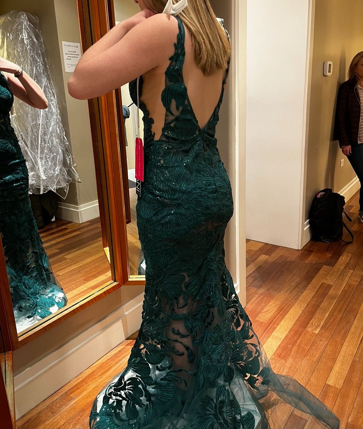 Style 60283 Jovani Size 2 Prom Plunge Sheer Green Mermaid Dress on Queenly