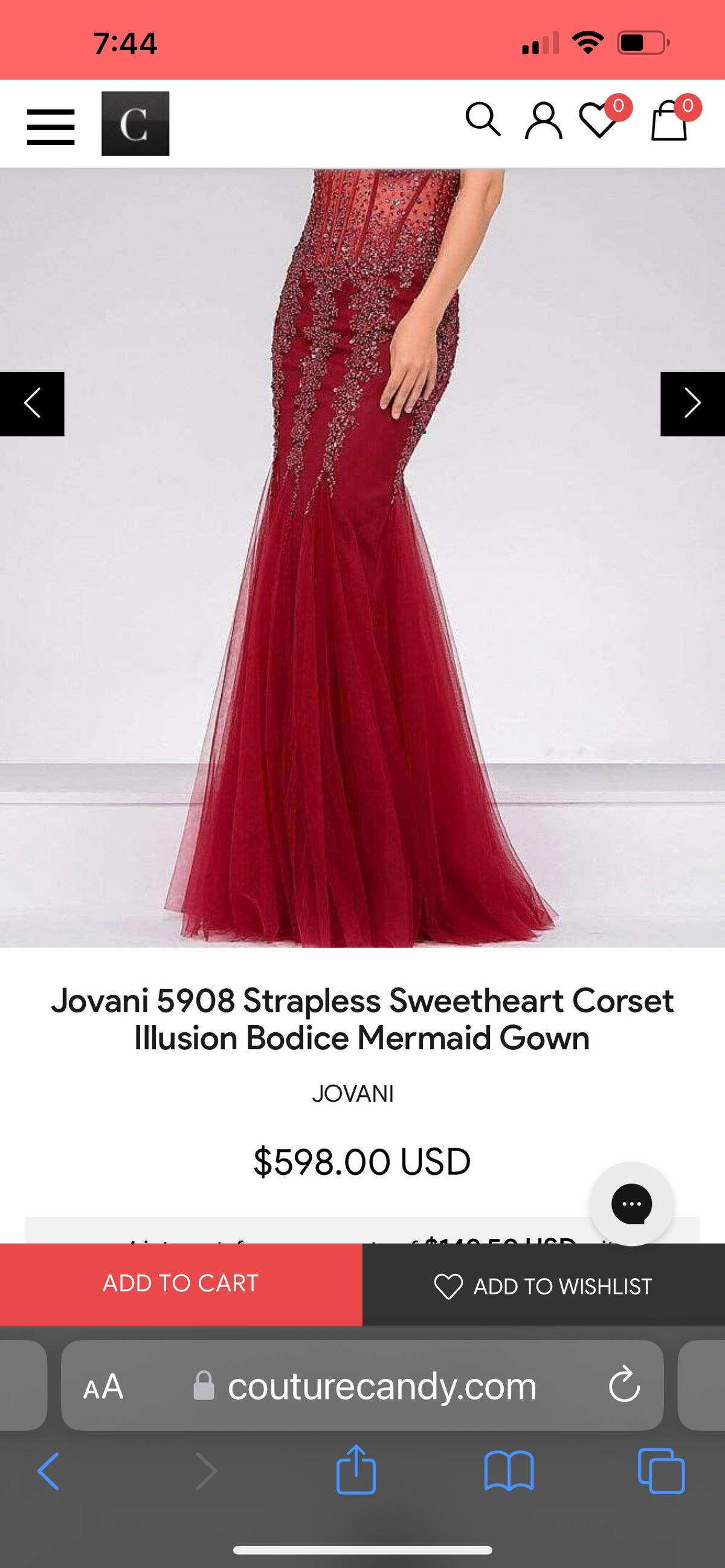 Jovani Size 0 Prom Red Ball Gown on Queenly