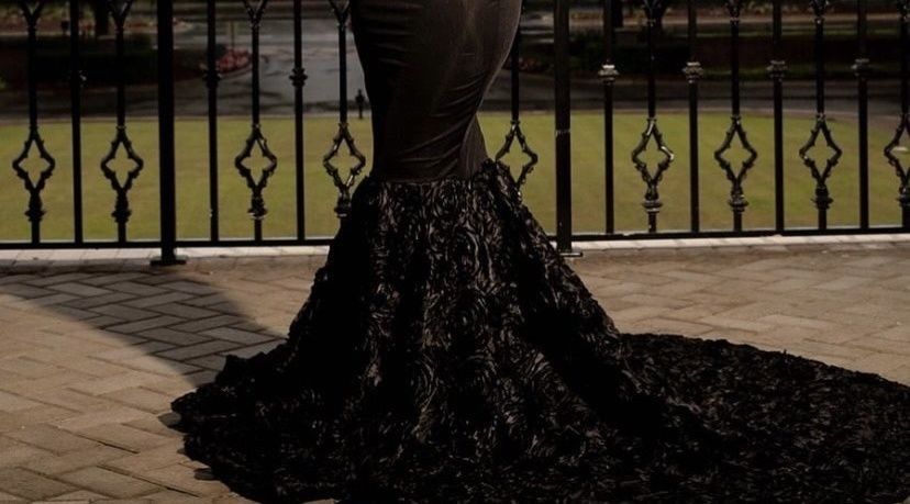Size M Prom High Neck Black Mermaid Dress on Queenly