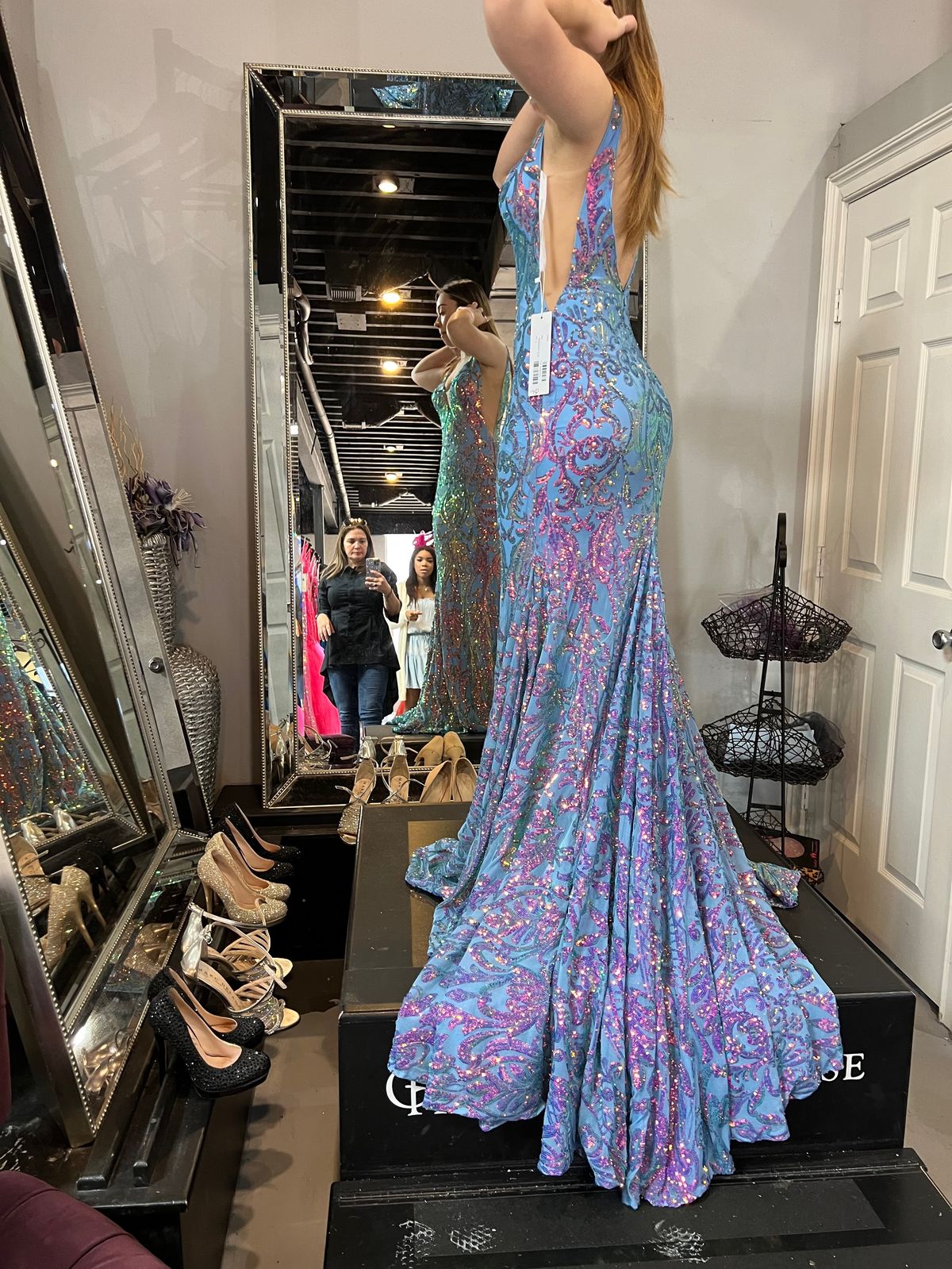 Jovani Size 0 Prom Plunge Multicolor Mermaid Dress on Queenly