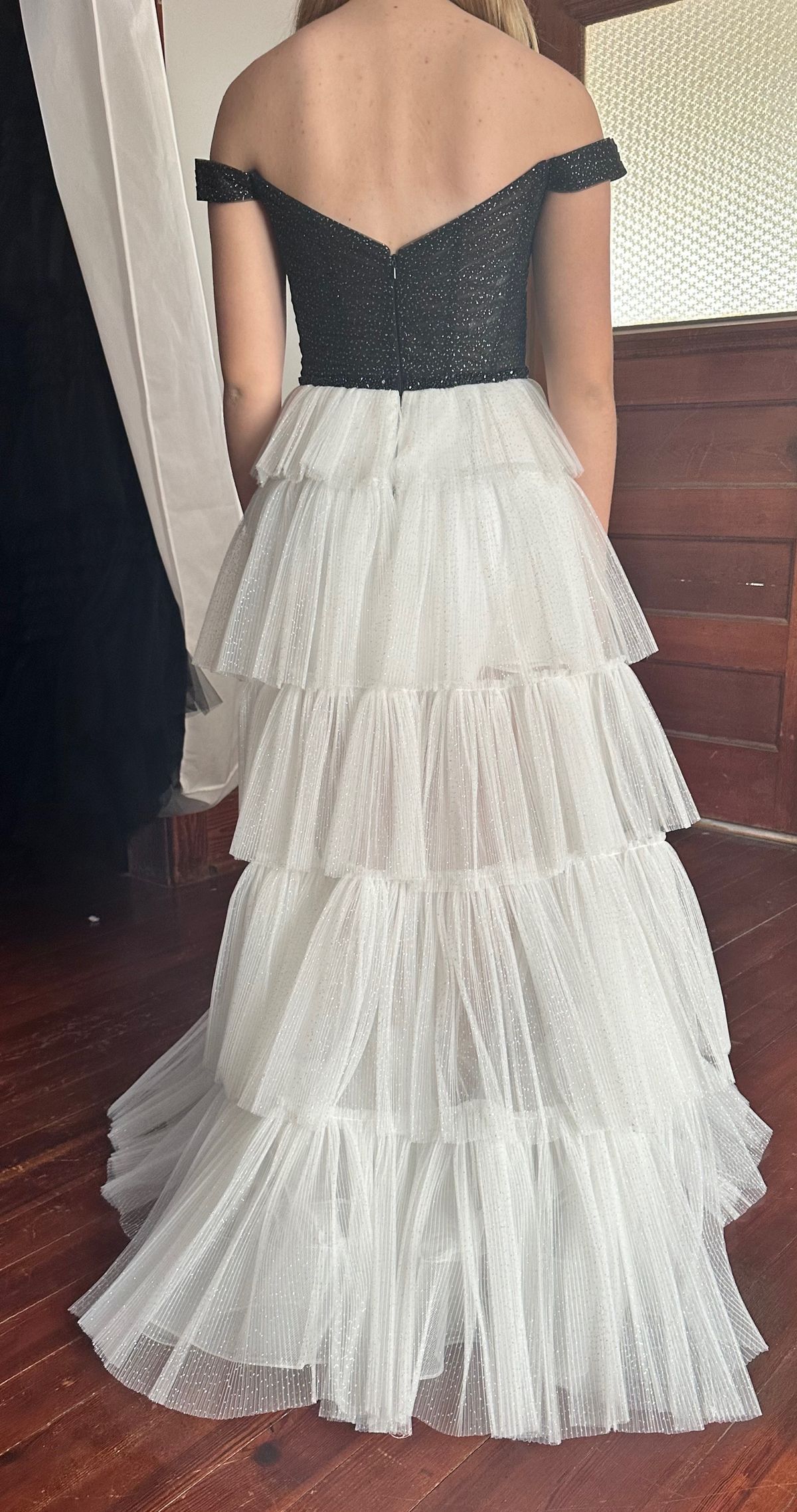 Ellie Wilde Size 2 Prom Off The Shoulder Black Side Slit Dress on Queenly