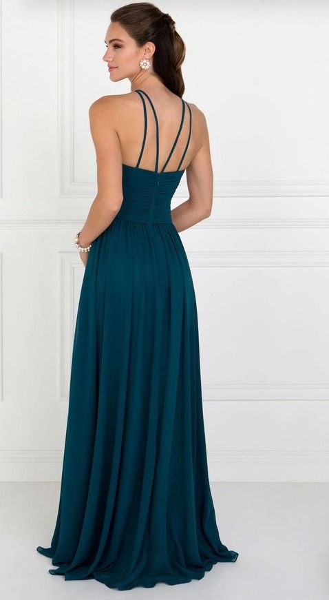 Style GL1524 New york dress Size S High Neck Blue Floor Length Maxi on Queenly