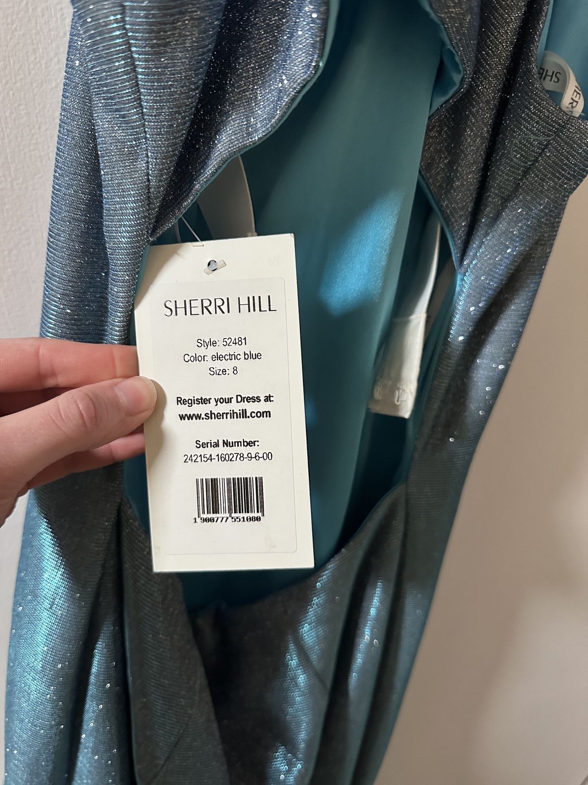 Style Sherri Hill - 52481 Sherri Hill Size 8 Prom High Neck Blue Mermaid Dress on Queenly