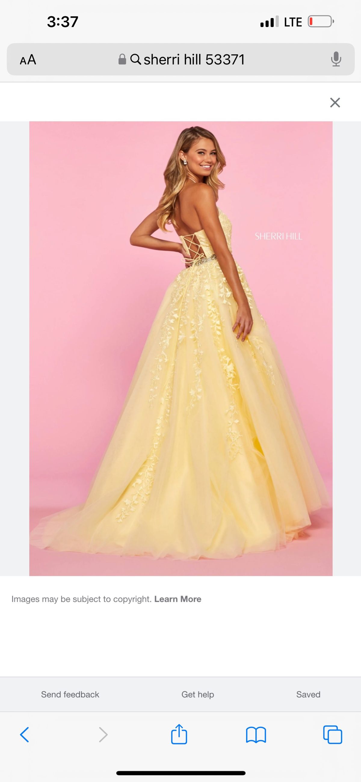 Style 53371 Sherri Hill Size 4 Prom Strapless Yellow Ball Gown on Queenly