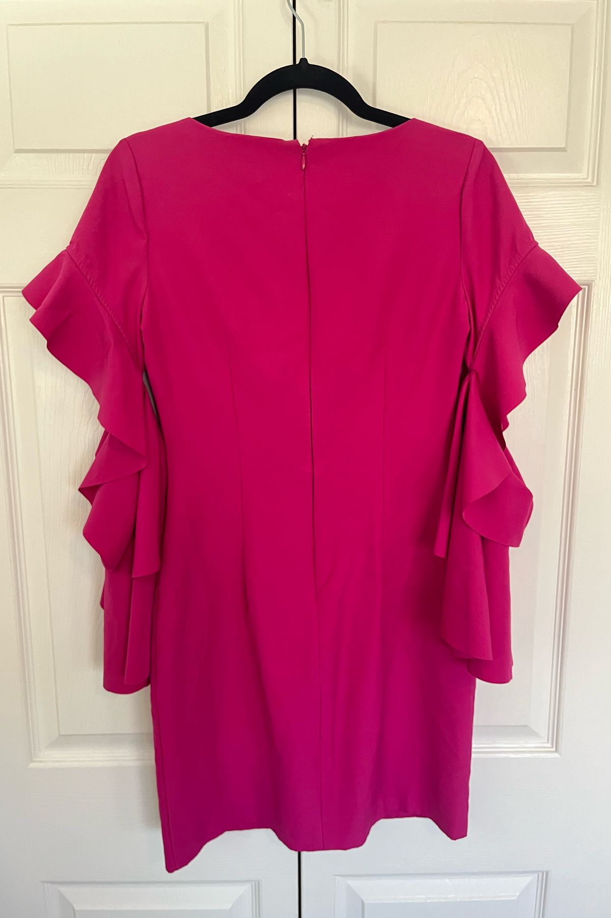 Badgley Mischka Size 2 Homecoming Long Sleeve Hot Pink Cocktail Dress on Queenly