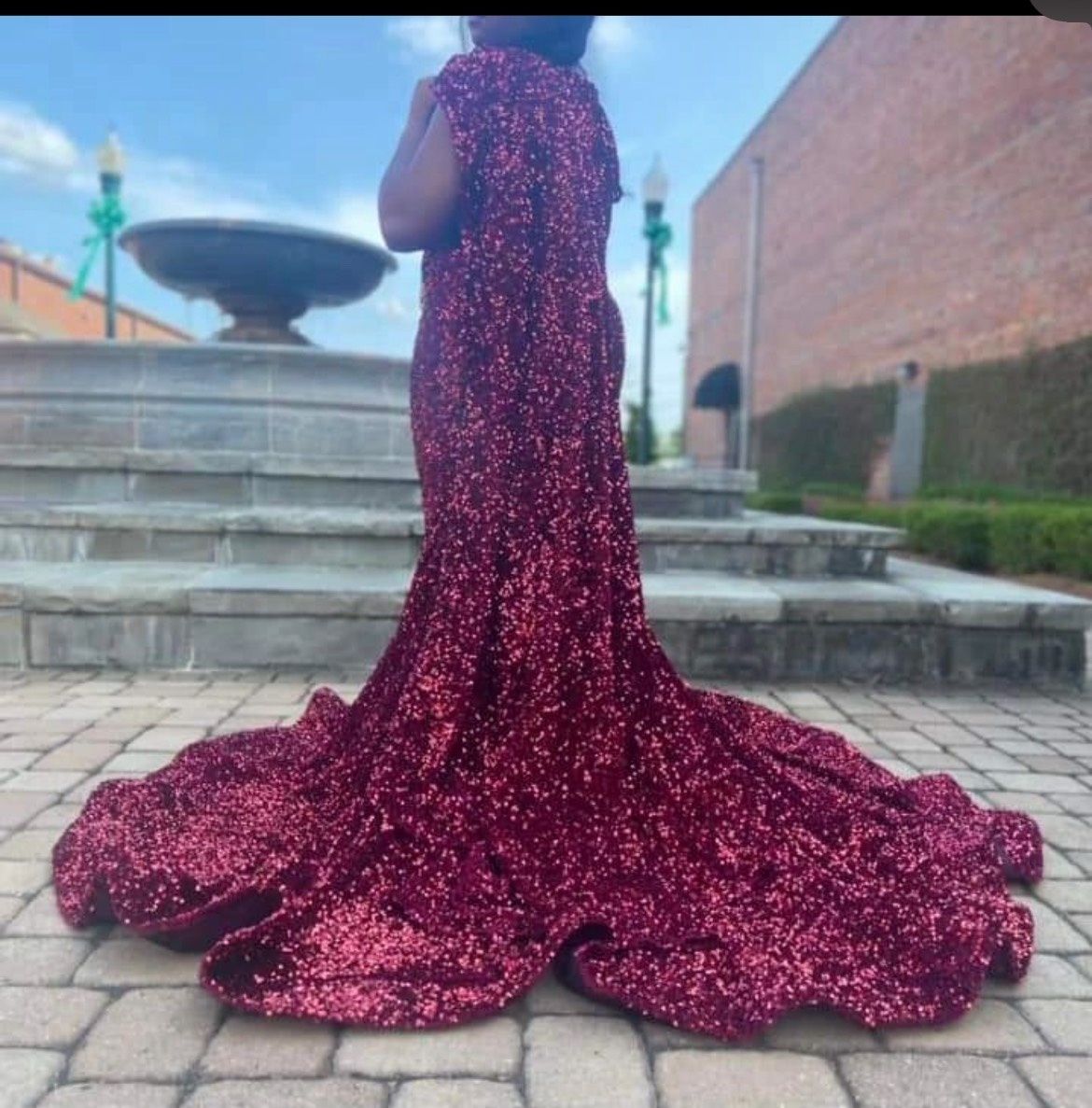 Size XL Prom Sequined Burgundy Multicolor Mermaid Dress on Queenly