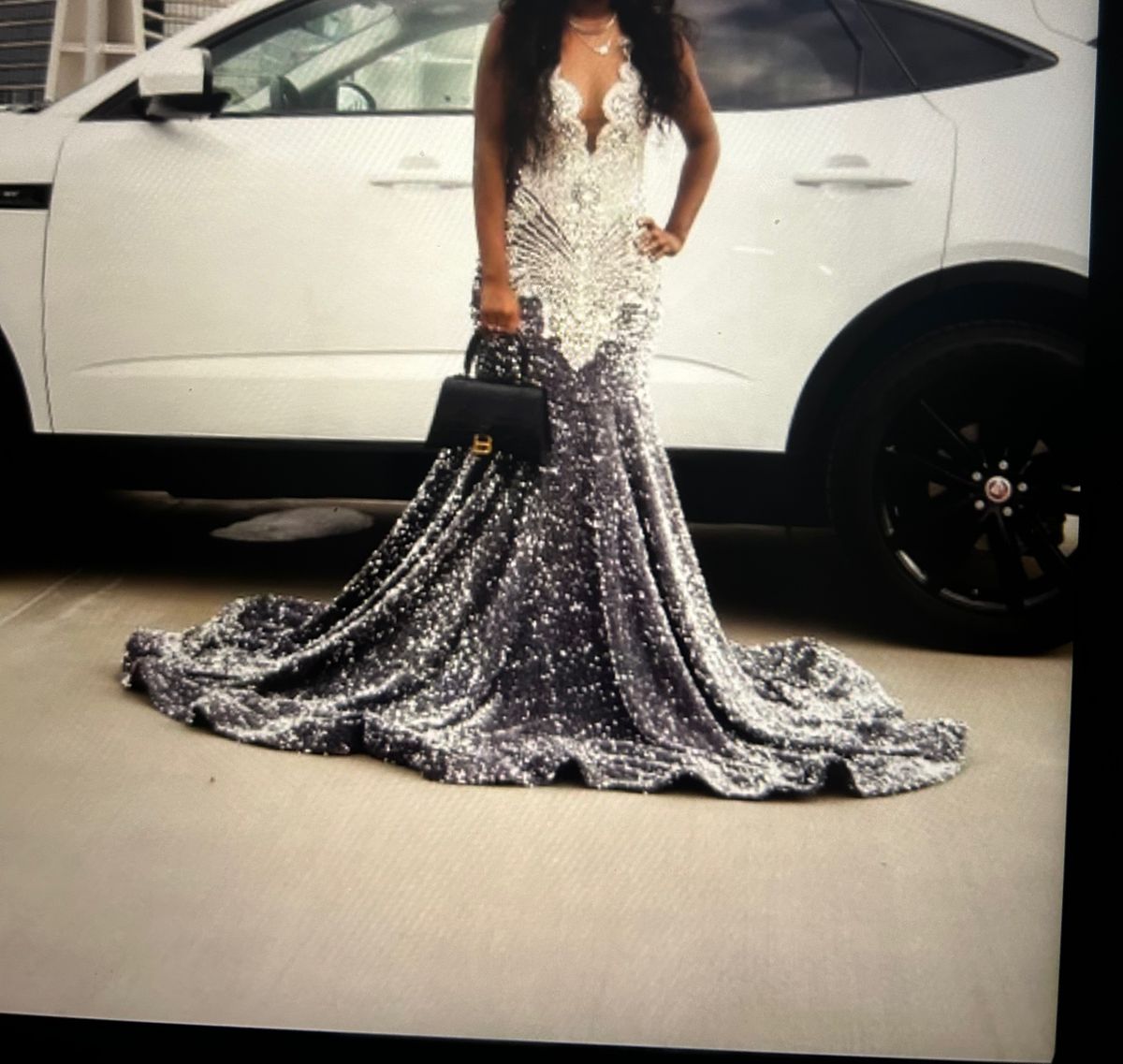Size 2 Prom Sequined Silver Mermaid Dress on Queenly