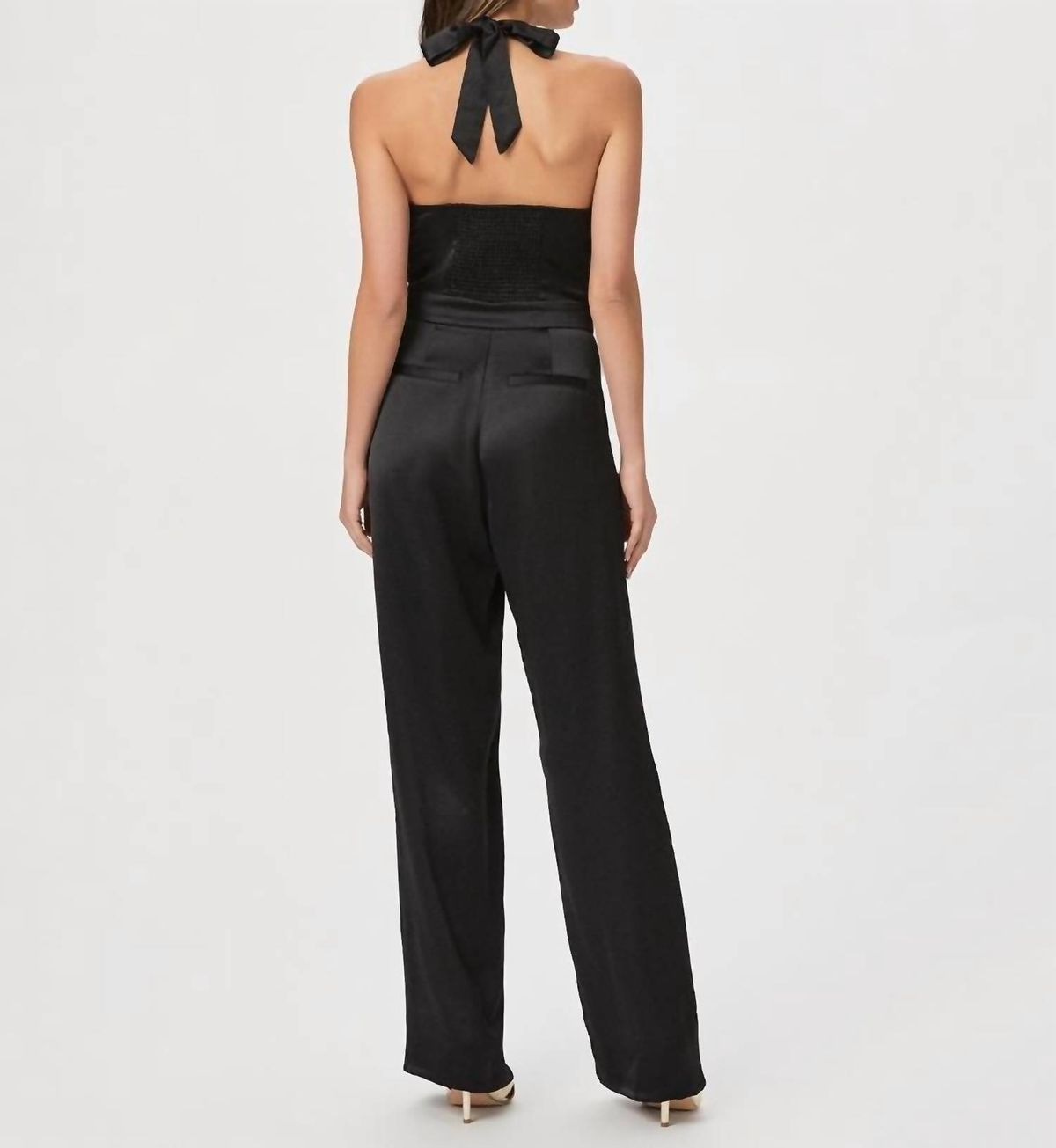 Style 1-2251810983-1498 Paige Size 4 Halter Black Formal Jumpsuit on Queenly