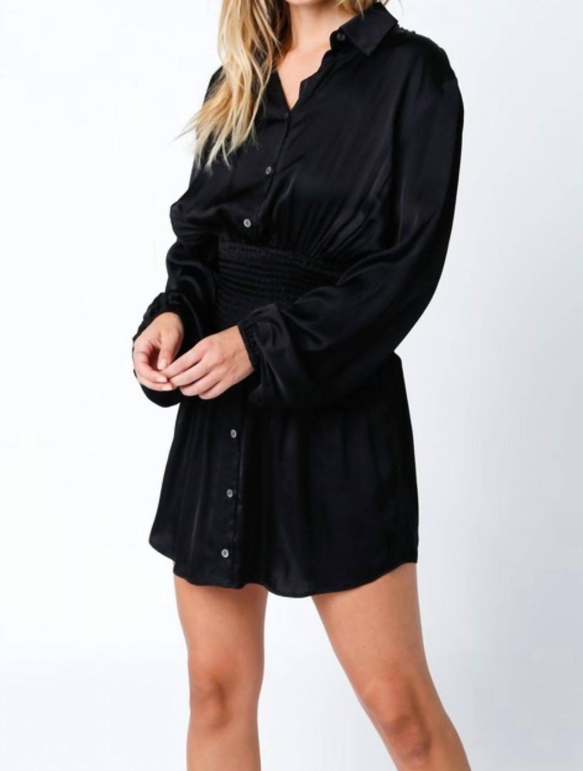 Style 1-2412820769-2791 OLIVACEOUS Size L Long Sleeve Black Cocktail Dress on Queenly