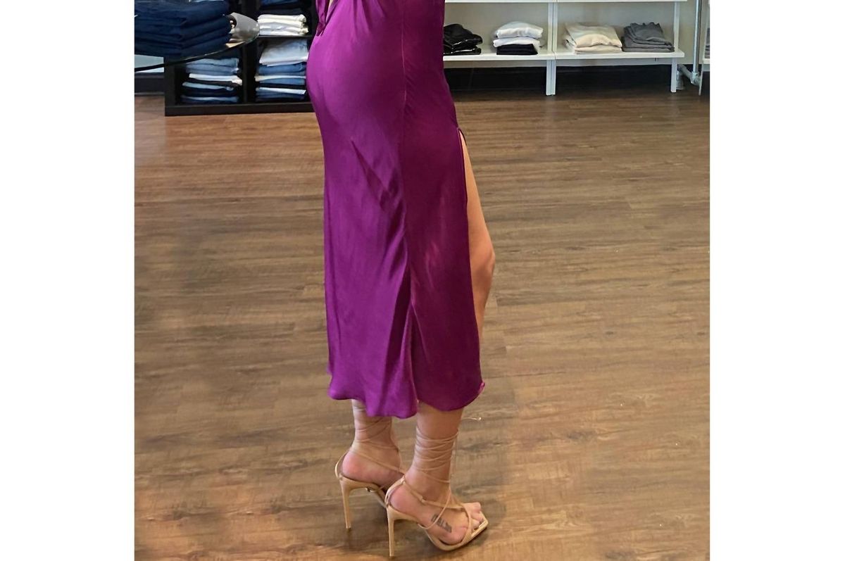 Style 1-3435228452-2696 Rays for Days Size L Halter Purple Cocktail Dress on Queenly