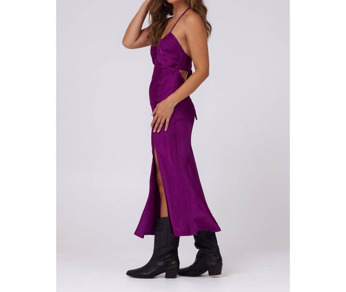 Style 1-3435228452-2696 Rays for Days Size L Halter Purple Cocktail Dress on Queenly