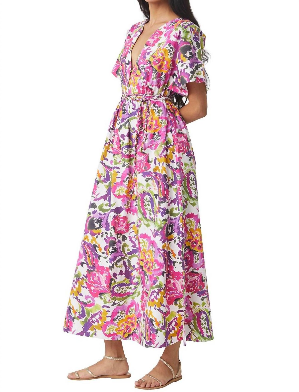 Style 1-3758185566-3236 Misa Los Angeles Size S Floral Pink Floor Length Maxi on Queenly