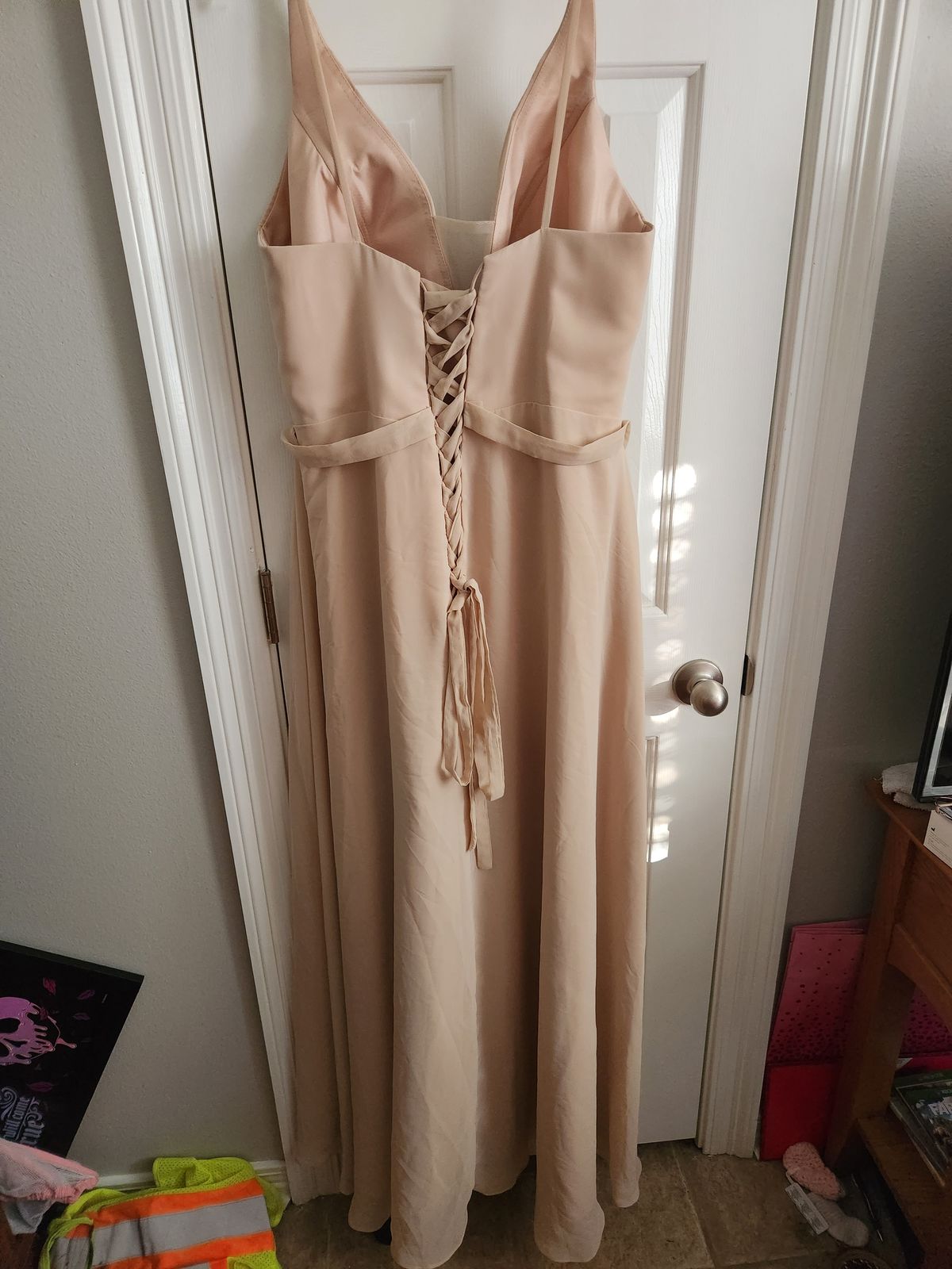 Plus Size 20 Prom Nude Ball Gown on Queenly