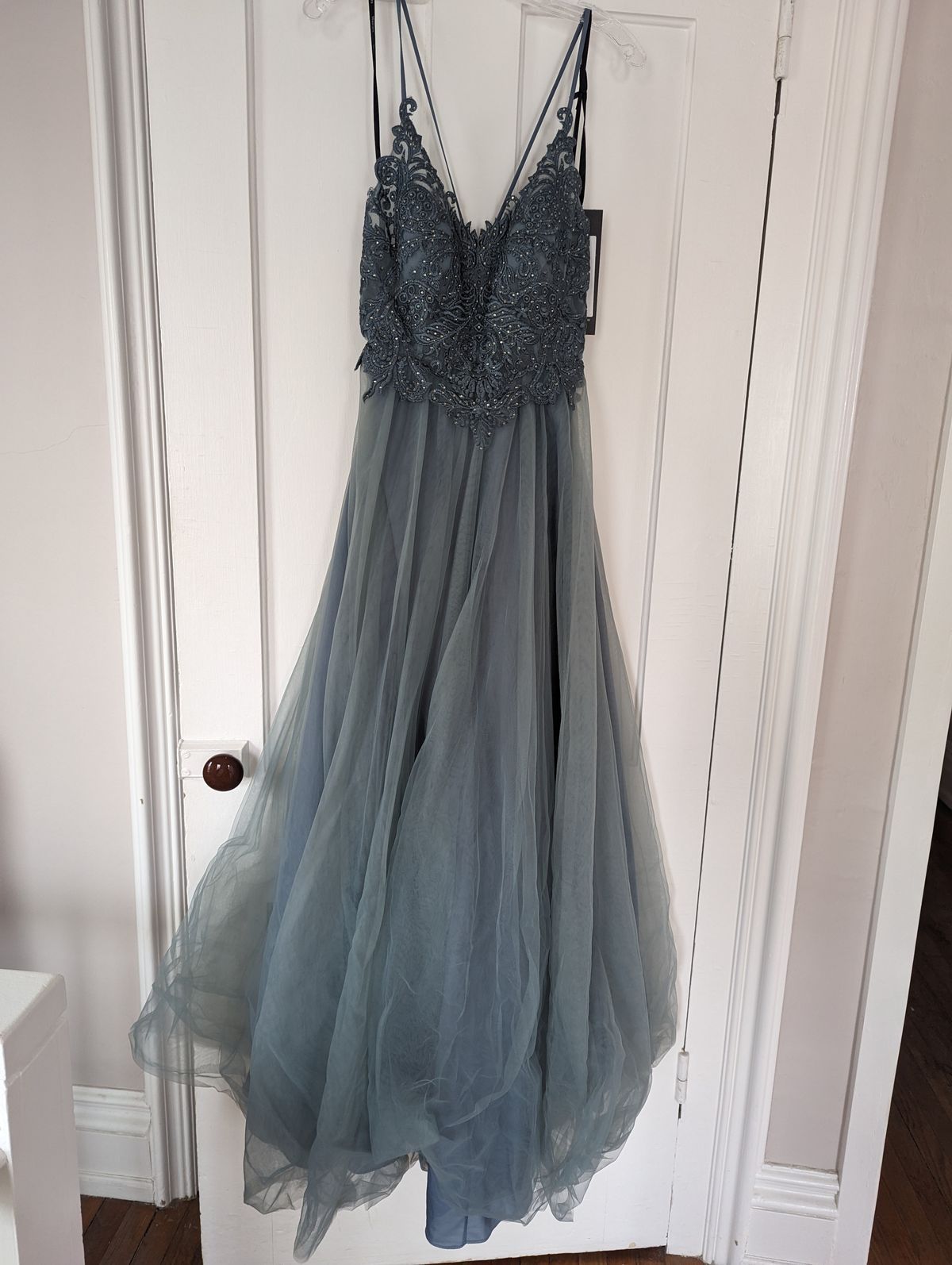 Mascara Size 10 Lace Blue A-line Dress on Queenly