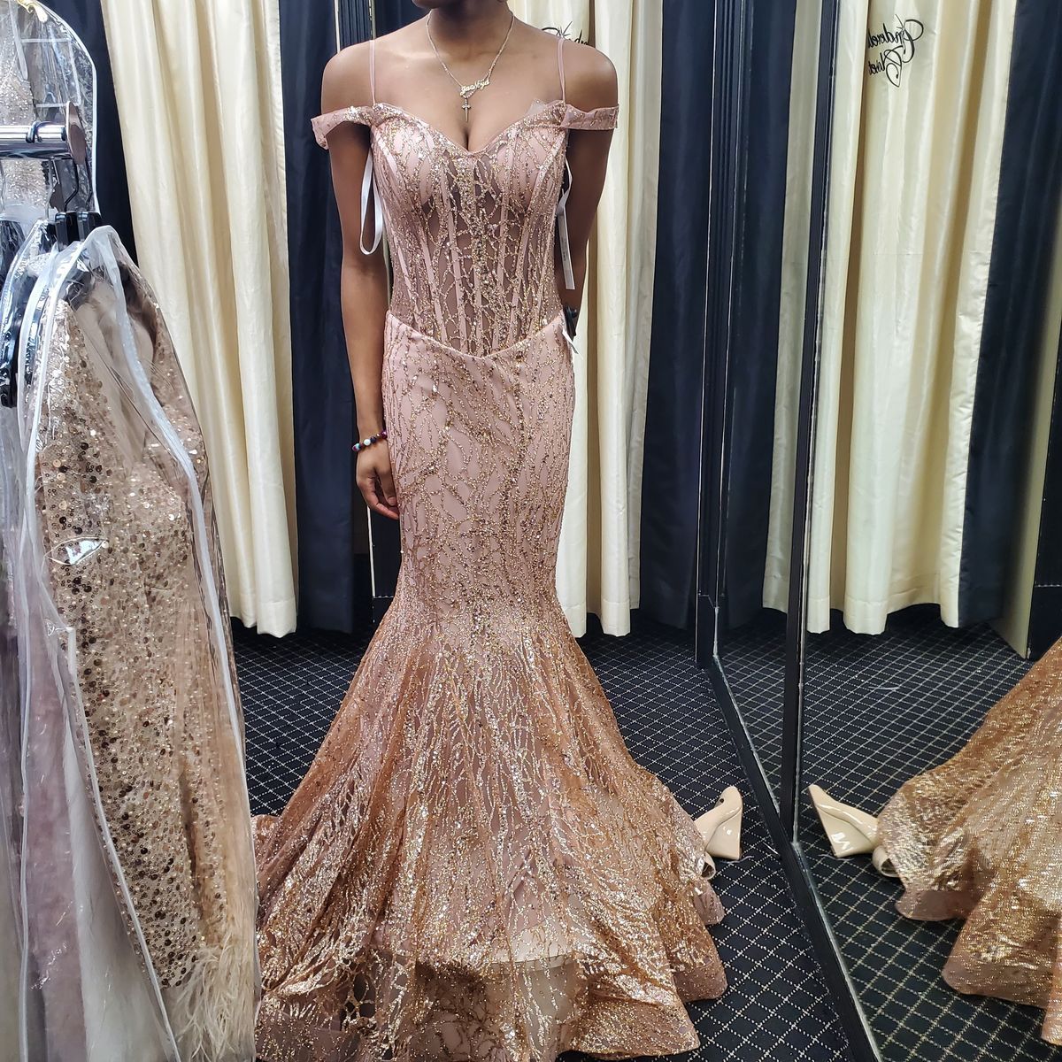 Style 05838 Jovani Size 0 Prom Rose Gold Mermaid Dress on Queenly