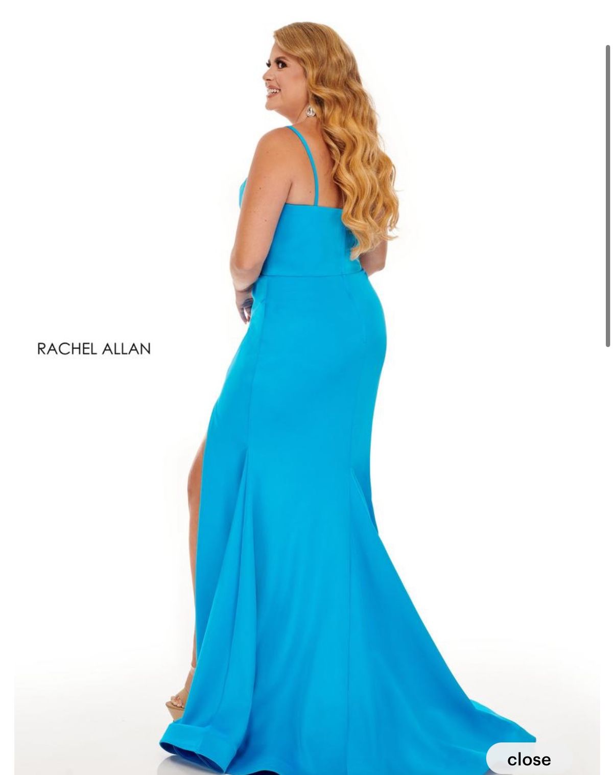 Rachel Allan Plus Size 24 Prom Blue Side Slit Dress on Queenly