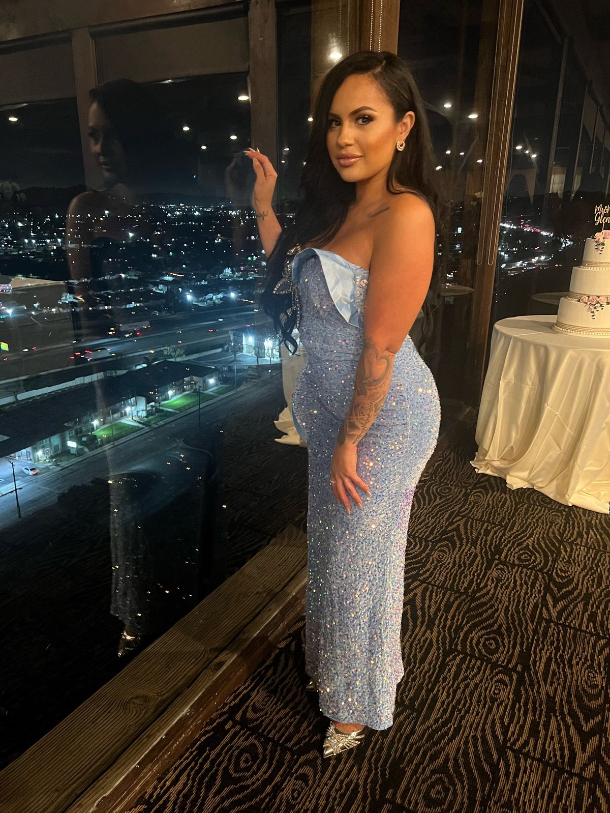 Bella Barnett Size M Prom Strapless Blue Mermaid Dress on Queenly