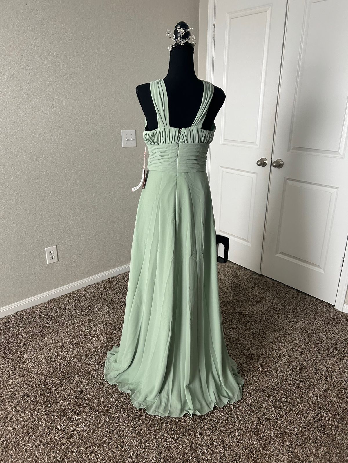 Azazie Size 8 Wedding Guest Green Side Slit Dress on Queenly