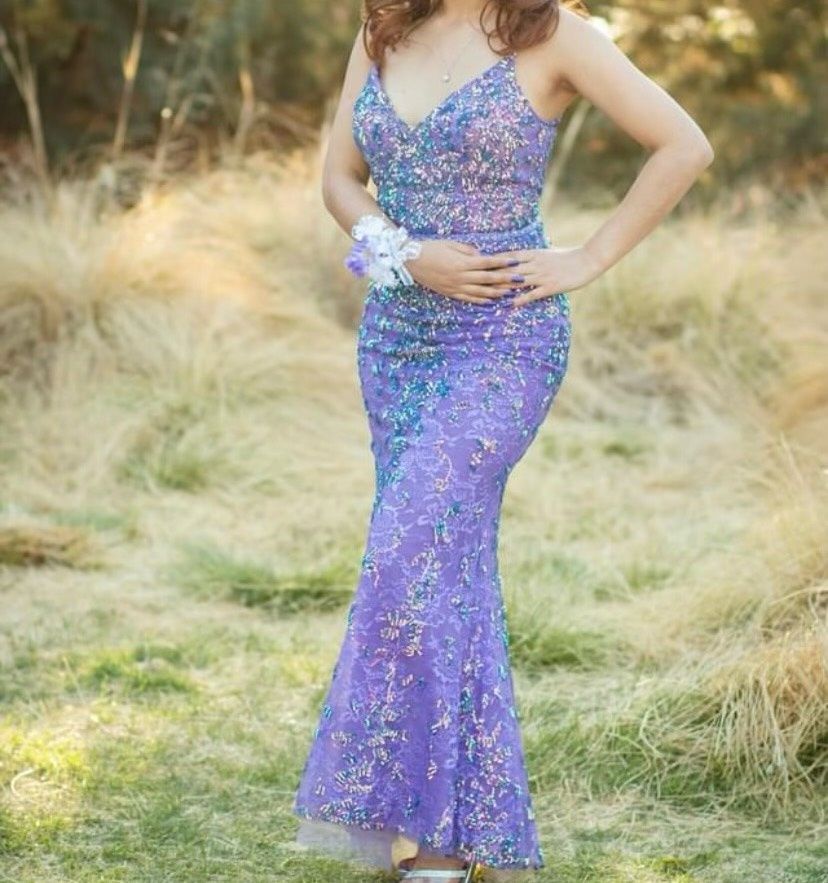 Ellie Wilde Size 4 Prom Purple Mermaid Dress on Queenly