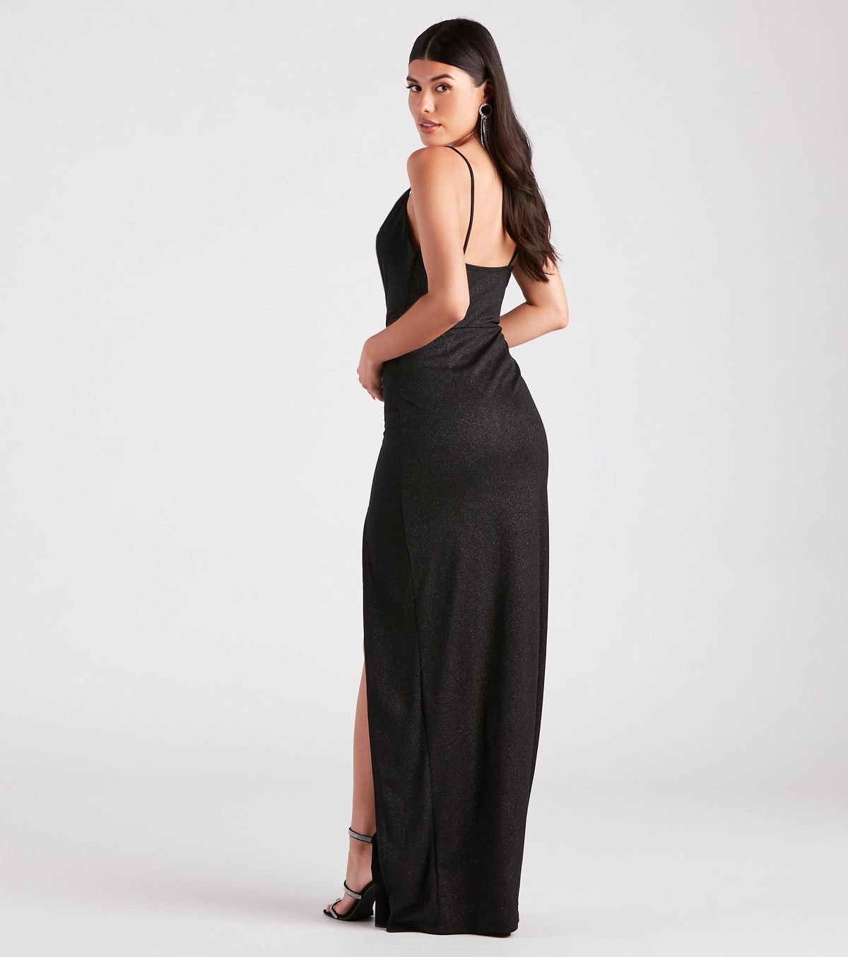 Style 05002-7178 Windsor Size S Bridesmaid Black Side Slit Dress on Queenly