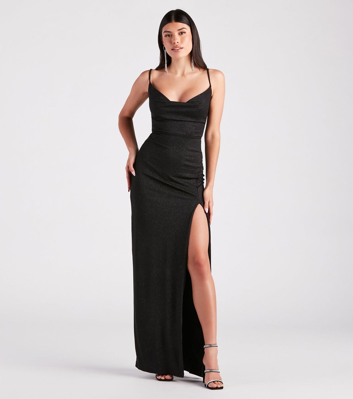 Style 05002-7178 Windsor Size M Bridesmaid Black Side Slit Dress on Queenly