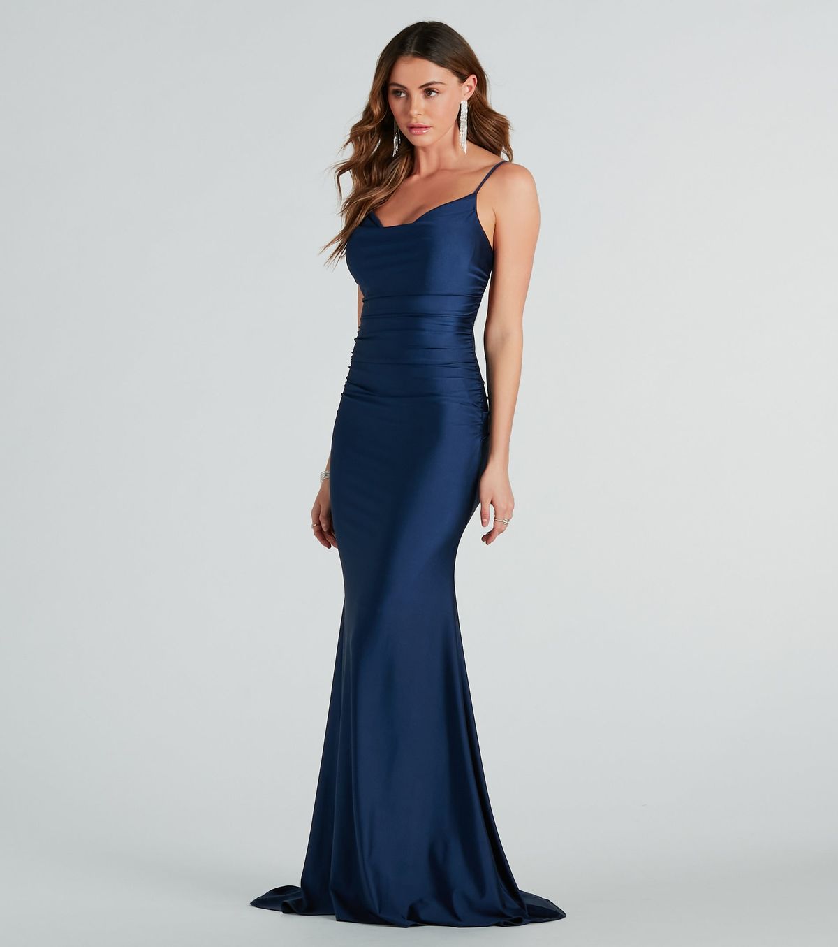 Style 05002-7879 Windsor Size M Bridesmaid Blue Mermaid Dress on Queenly