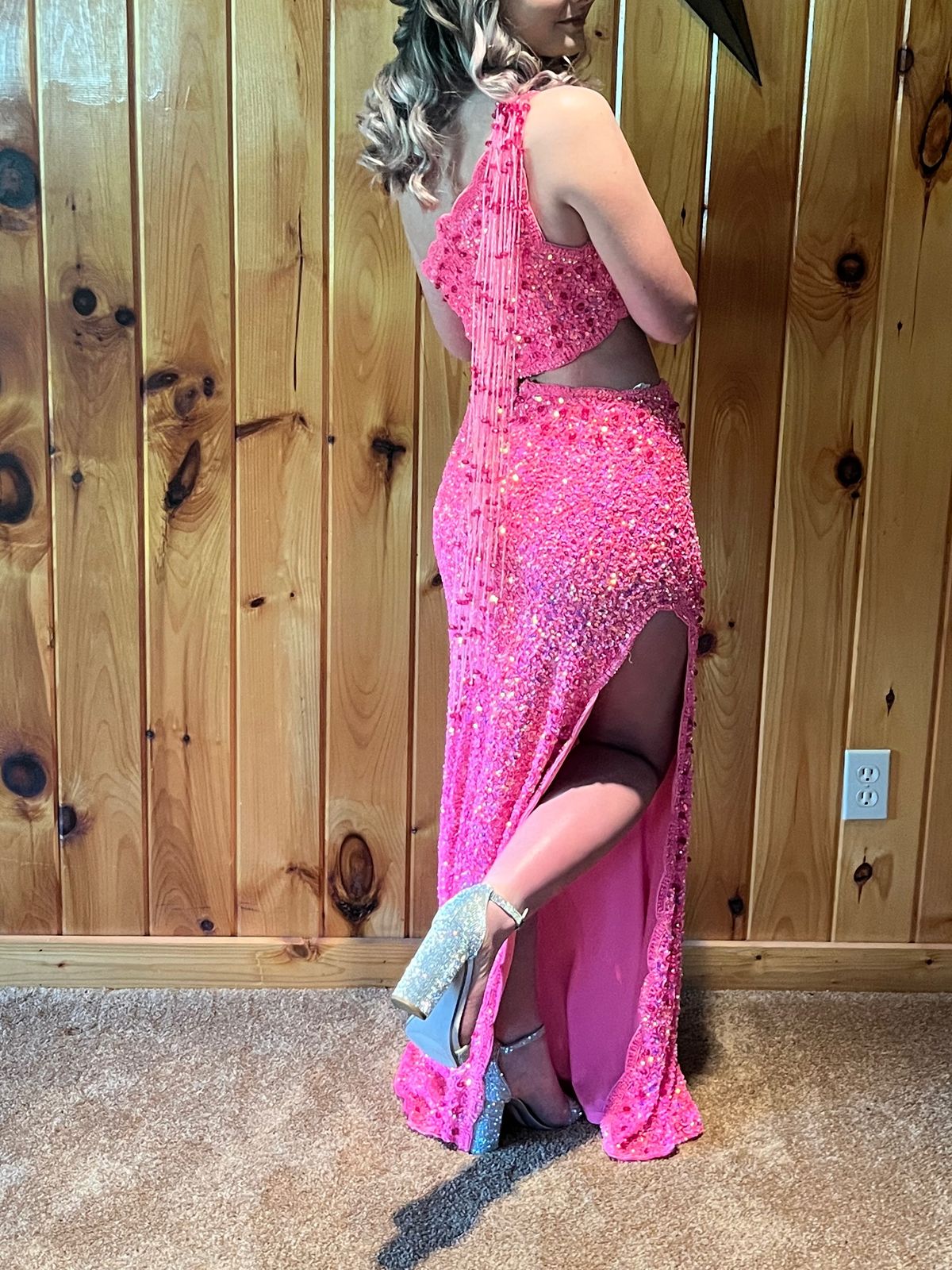 Rachel Allan Size 4 Prom One Shoulder Pink Side Slit Dress on Queenly