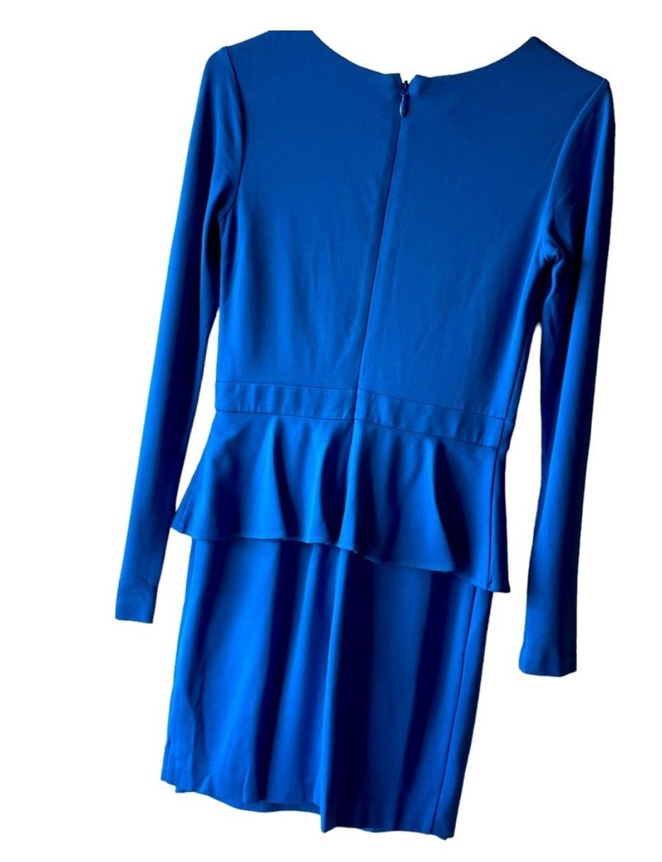 Bebe Size S Pageant Long Sleeve Royal Blue Cocktail Dress on Queenly