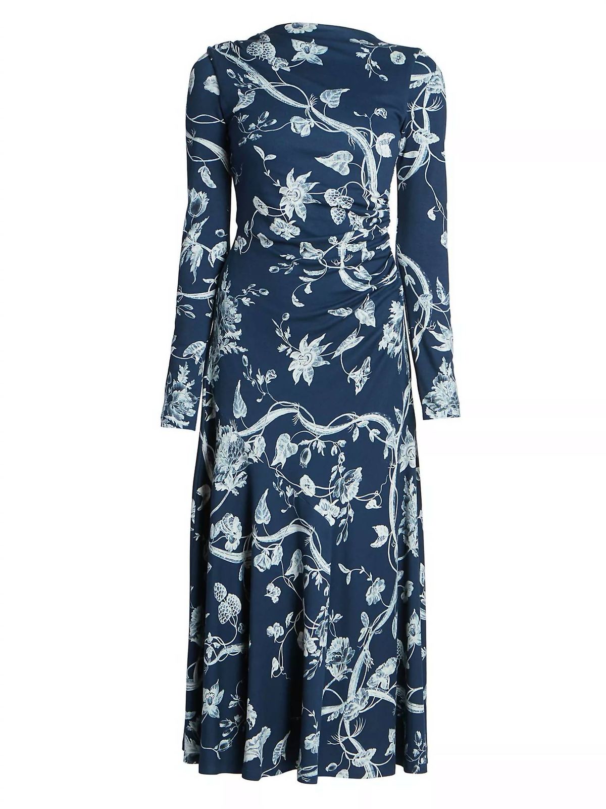Style 1-1229335372-5481 ERDEM Size 12 Pageant Long Sleeve Floral Blue Cocktail Dress on Queenly