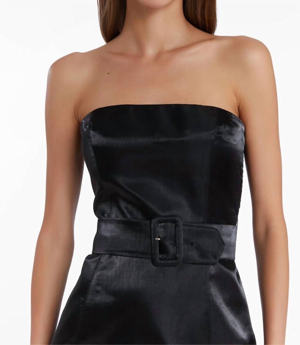 Style 1-1867342646-2901 Amanda Uprichard Size M Strapless Black Cocktail Dress on Queenly