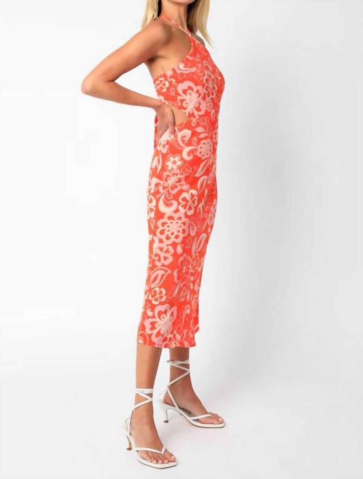 Style 1-56571722-2696 OLIVACEOUS Size L Halter Orange Cocktail Dress on Queenly