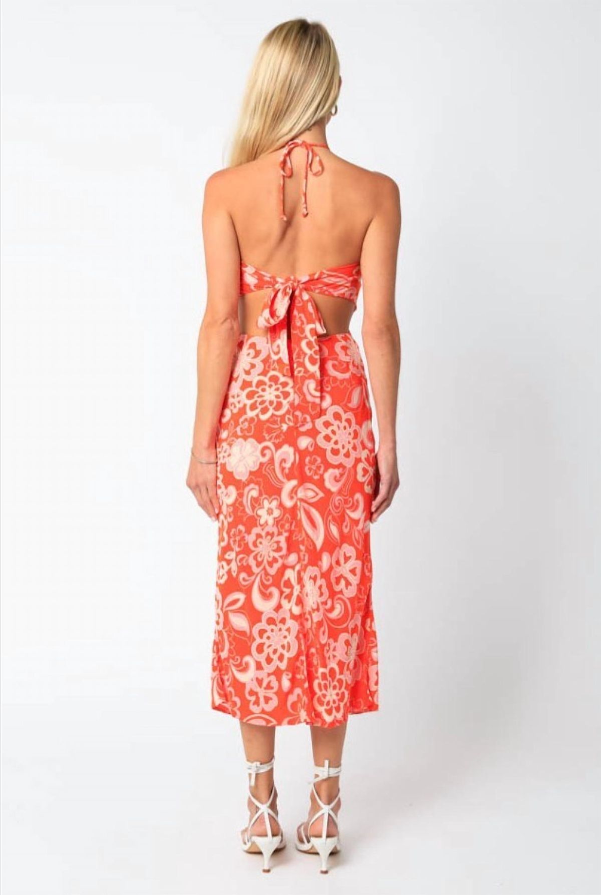 Style 1-56571722-3236 OLIVACEOUS Size S Halter Orange Cocktail Dress on Queenly