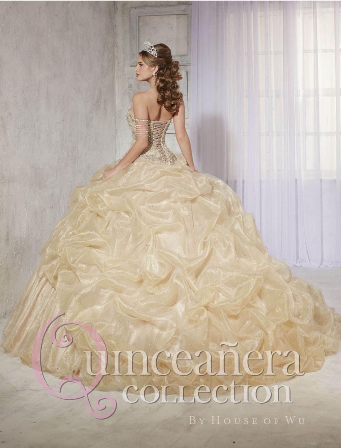 Style 2676831210 Quinceanera Collection Size 10 Prom Strapless Nude Ball Gown on Queenly