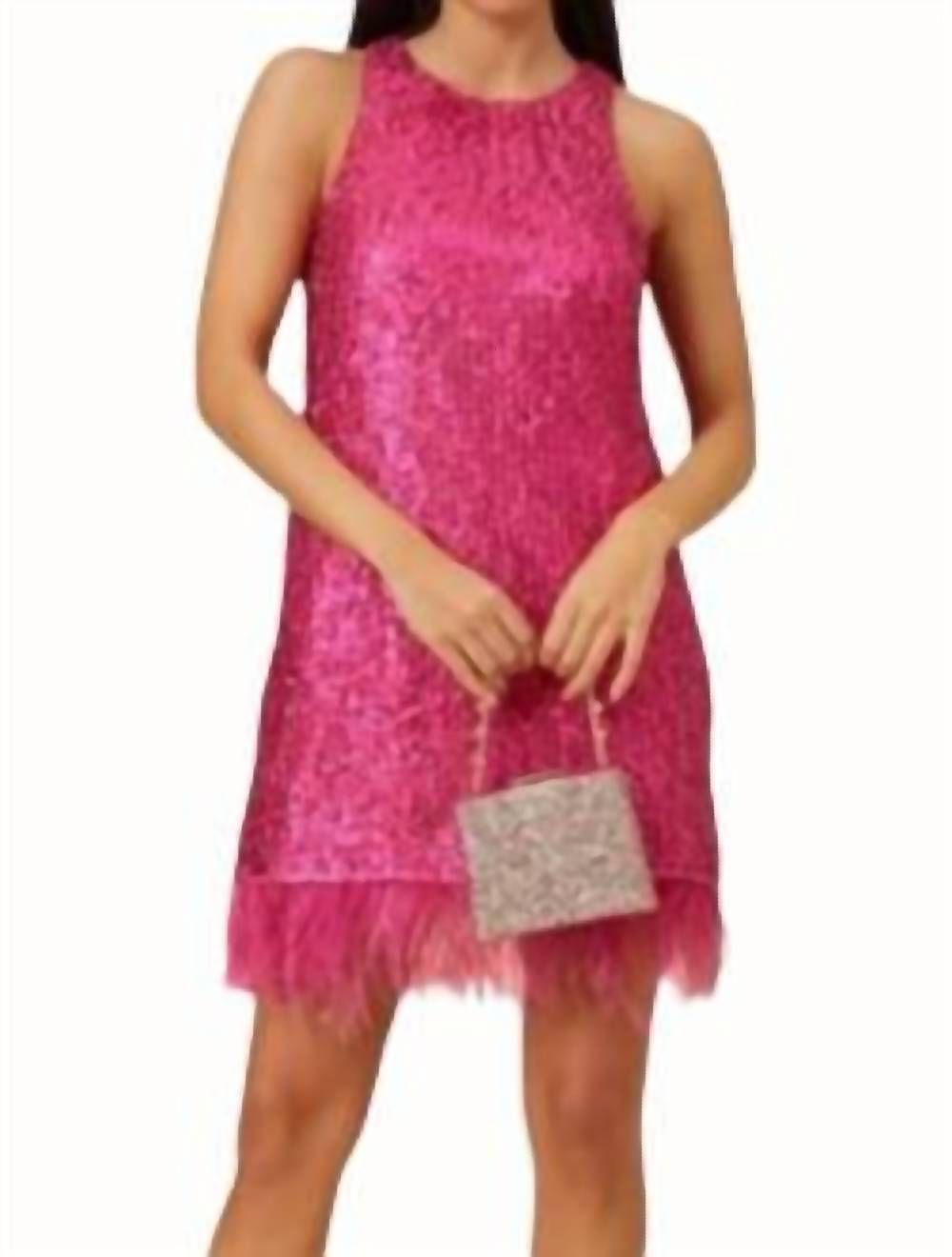 Style 1 587106923 649 AIDAN MATTOX Size 2 Halter Hot Pink Cocktail