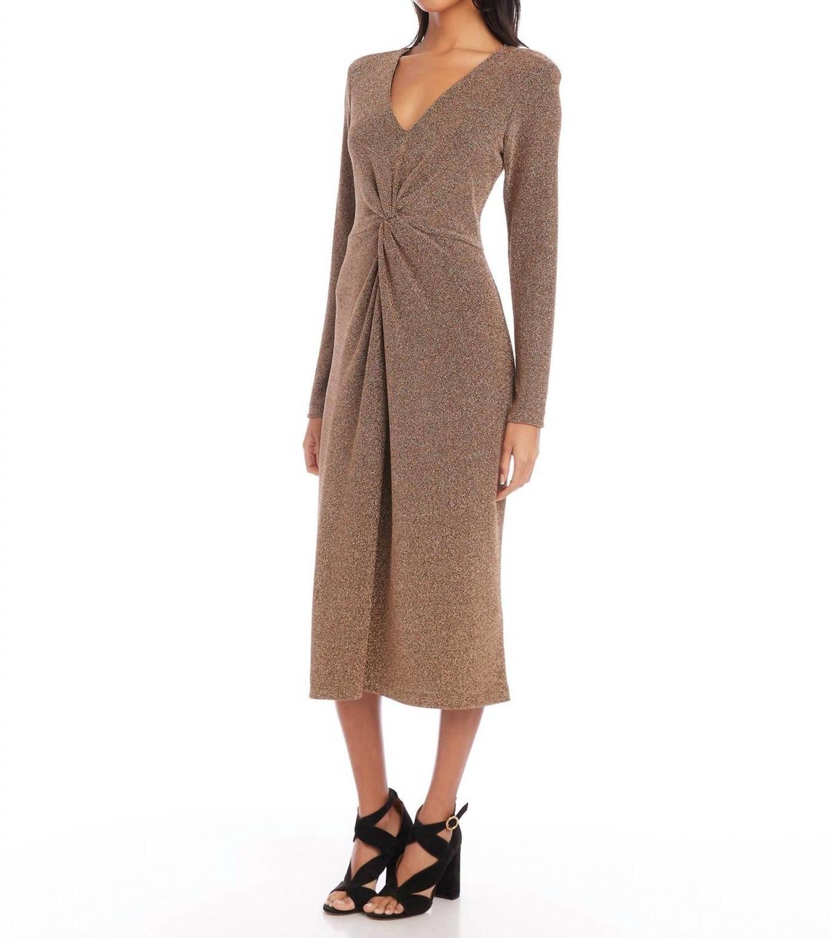 Style 1-620658262-2901 Fifteen Twenty Size M Long Sleeve Brown Cocktail Dress on Queenly