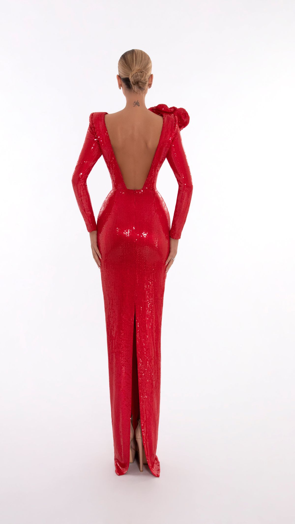 Style AD5605 Albina Dyla Size S Pageant Long Sleeve Red Side Slit Dress on Queenly