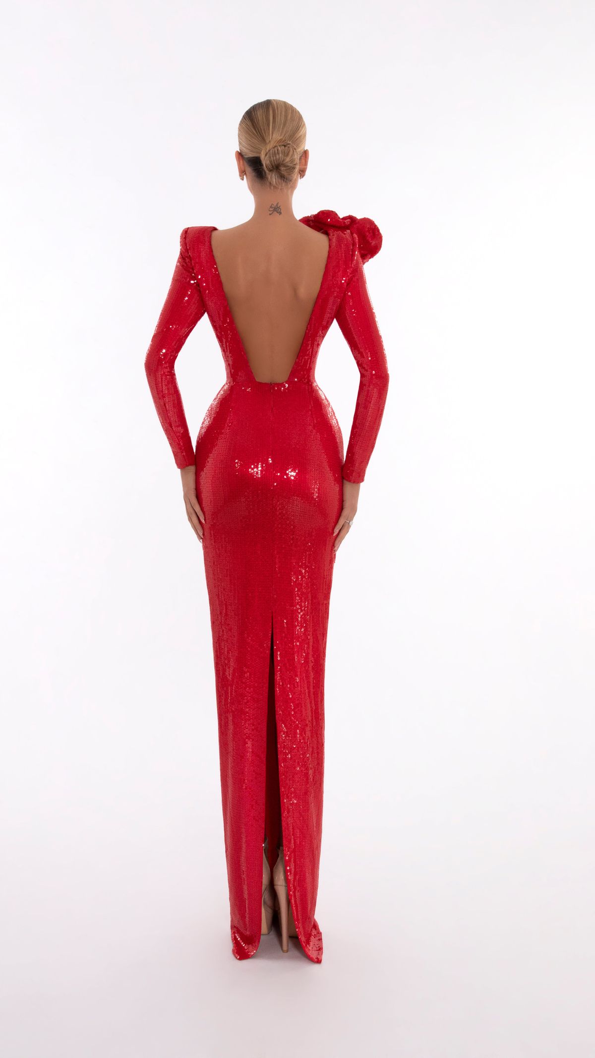 Style AD5605 Albina Dyla Size 2X Pageant Long Sleeve Red Side Slit Dress on Queenly