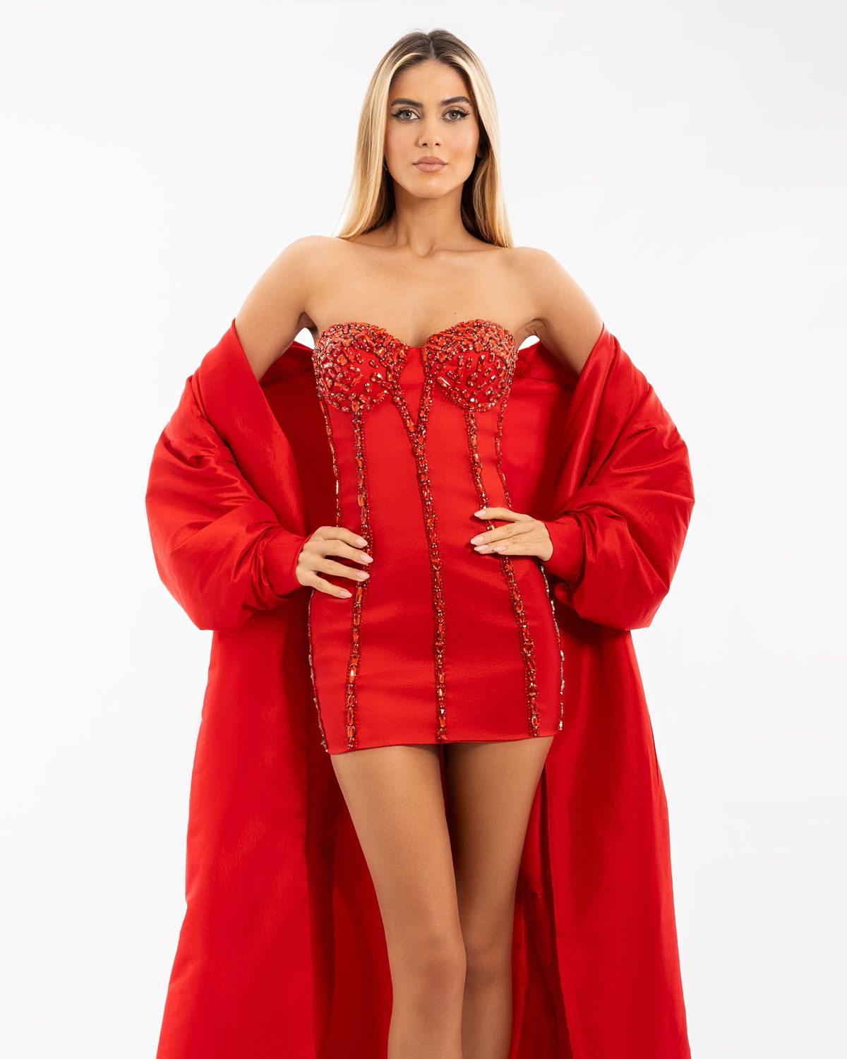 Style AD5520 Albina Dyla Size 2X Pageant Red Cocktail Dress on Queenly