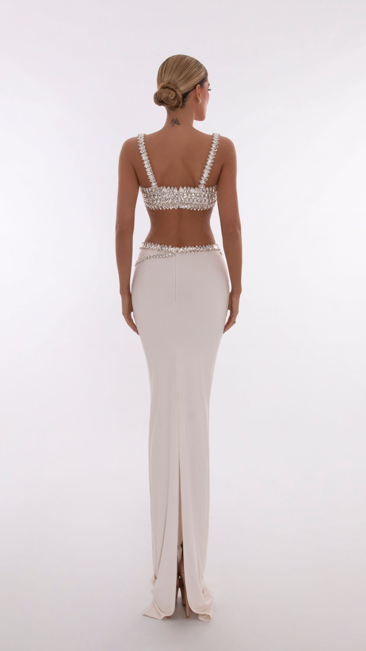Style AD5607 Albina Dyla Size S Pageant White Side Slit Dress on Queenly