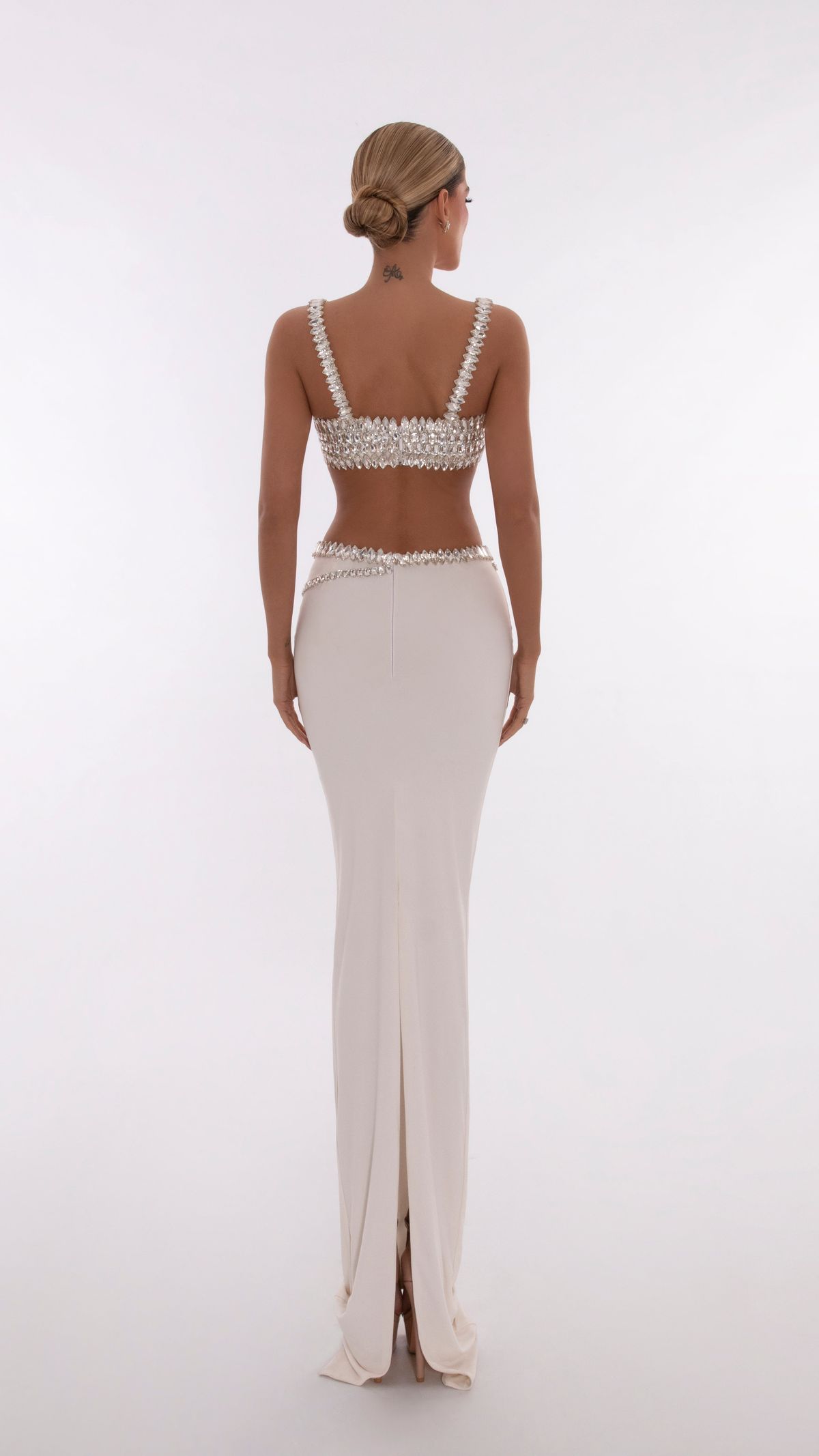 Style AD5607 Albina Dyla Size 2X Pageant White Side Slit Dress on Queenly