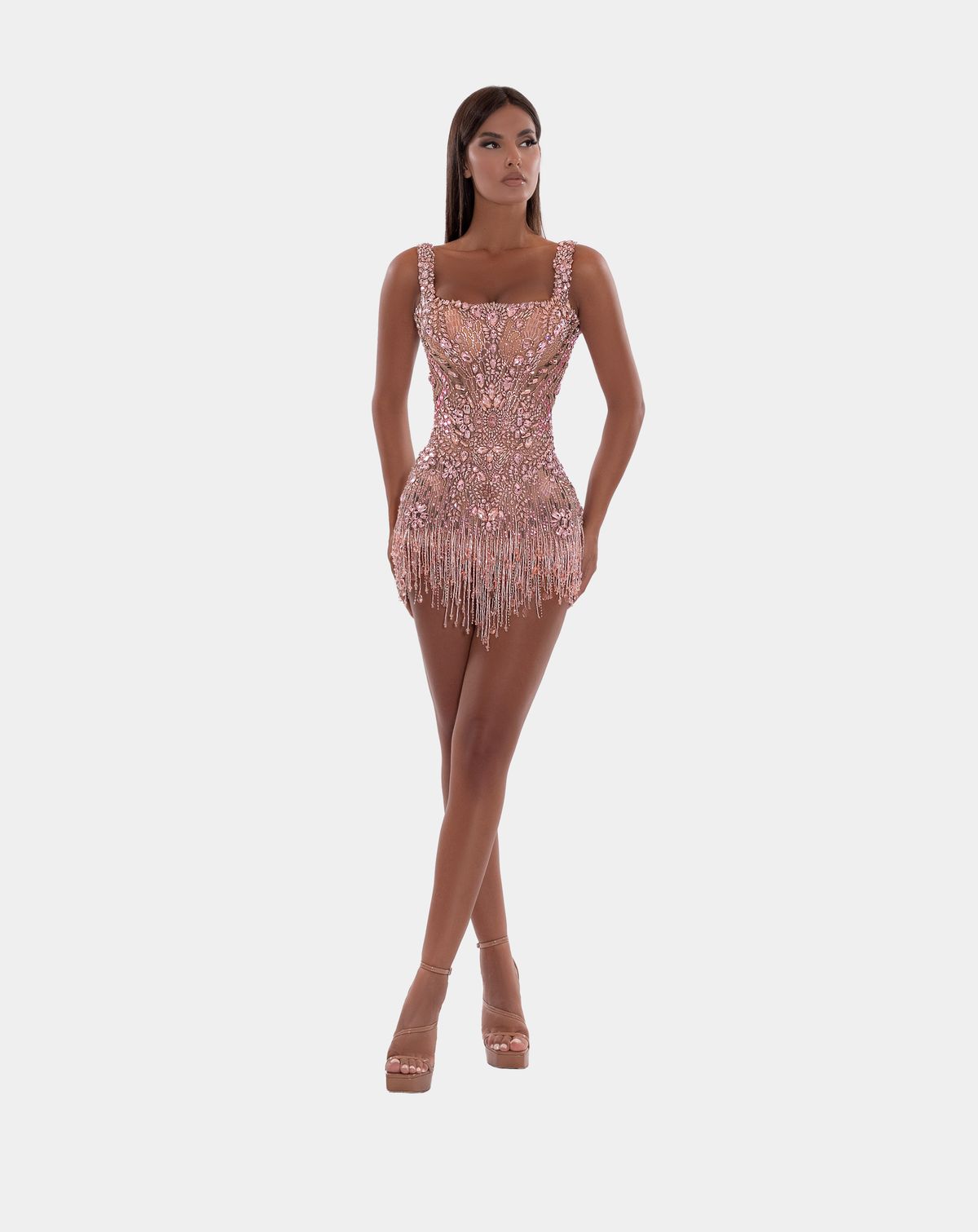 Style AD5218 Albina Dyla Size M Pageant Sequined Gold Cocktail Dress on Queenly
